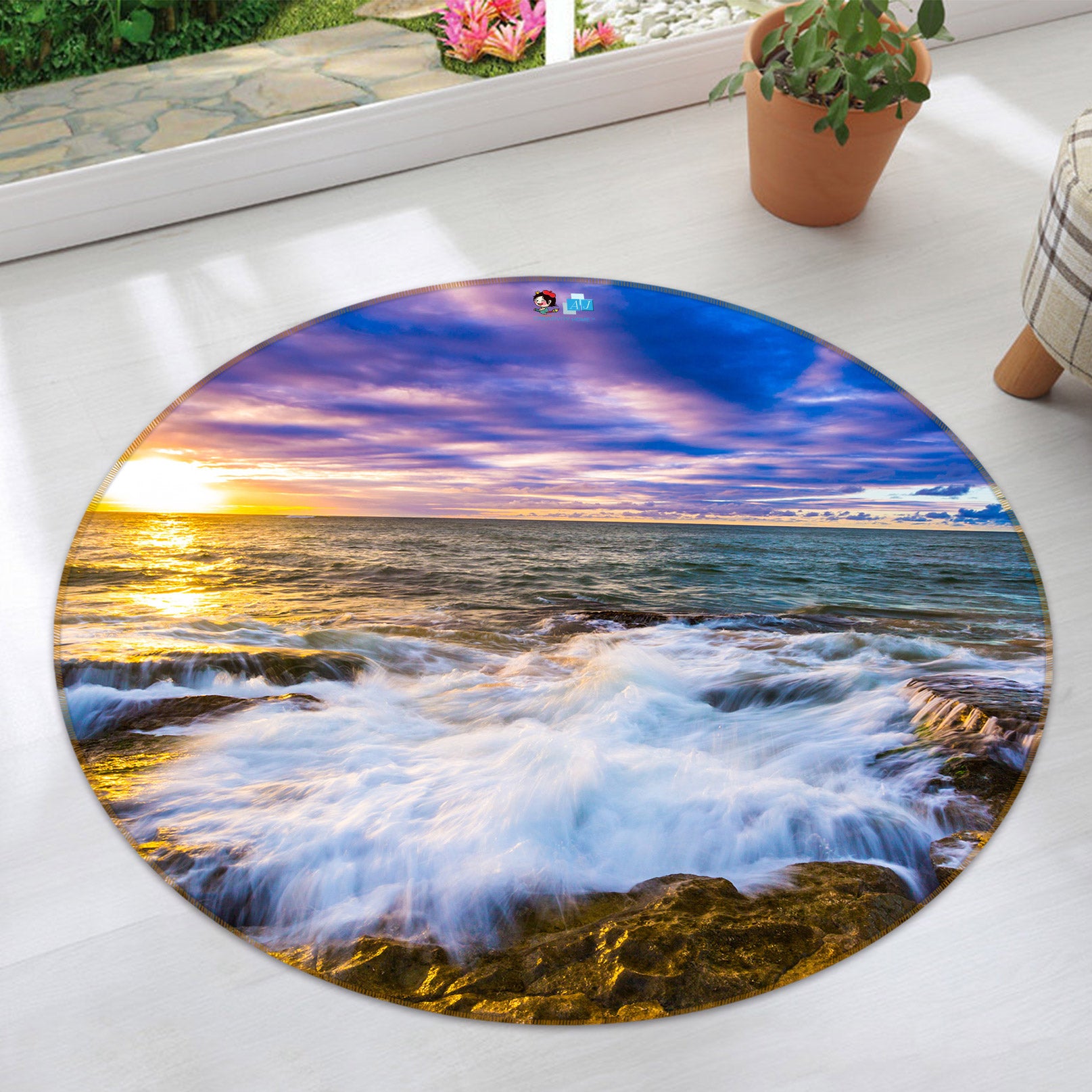 3D Waves 72221 Round Non Slip Rug Mat