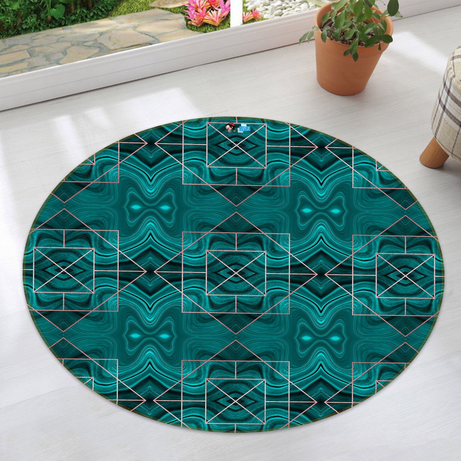 3D Green Pattern 83047 Andrea haase Rug Round Non Slip Rug Mat