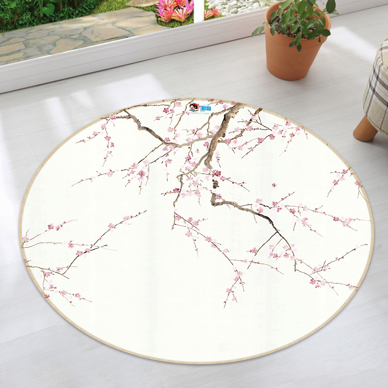 3D Branches 80289 Round Non Slip Rug Mat