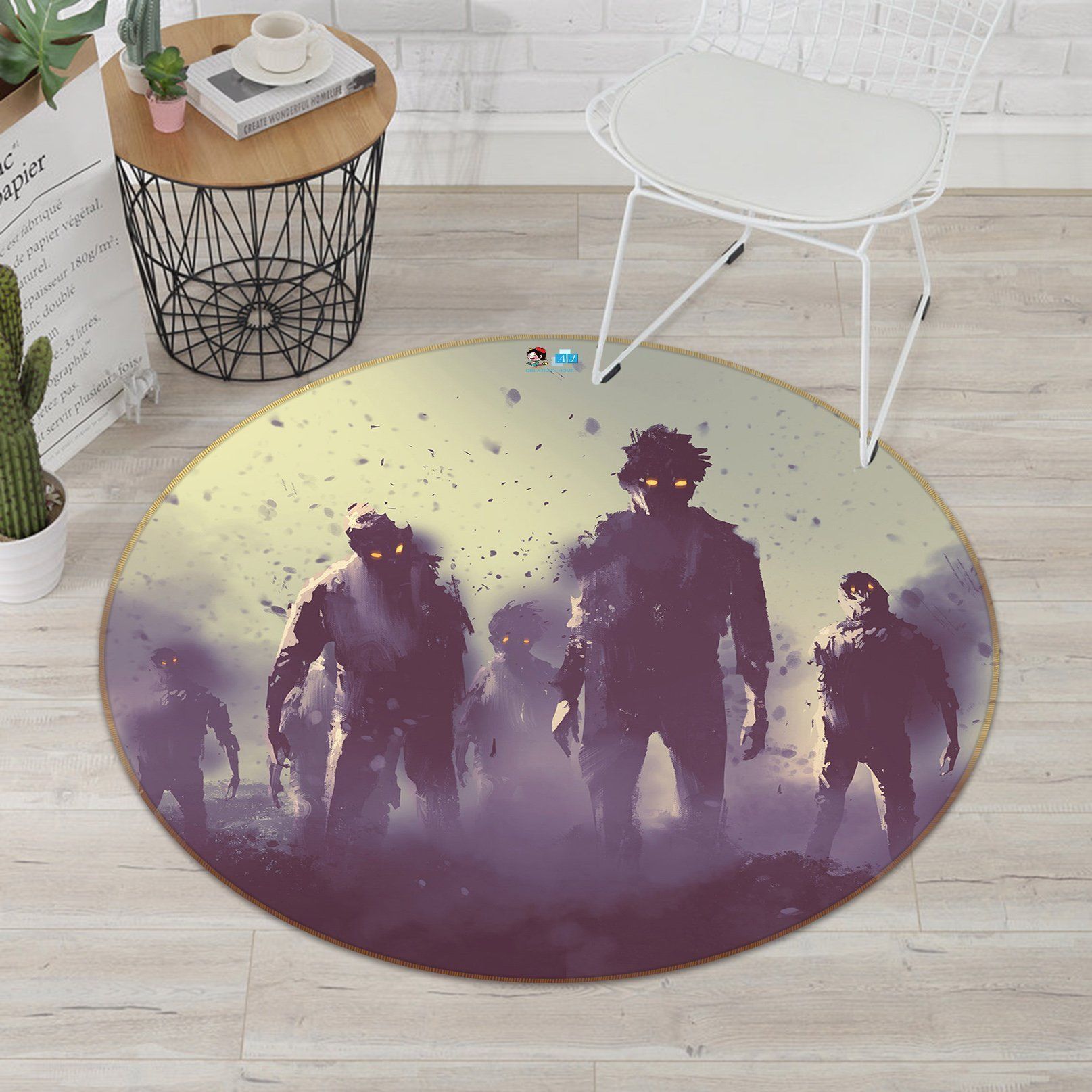 3D Zombies 59 Round Non Slip Rug Mat Mat AJ Creativity Home 