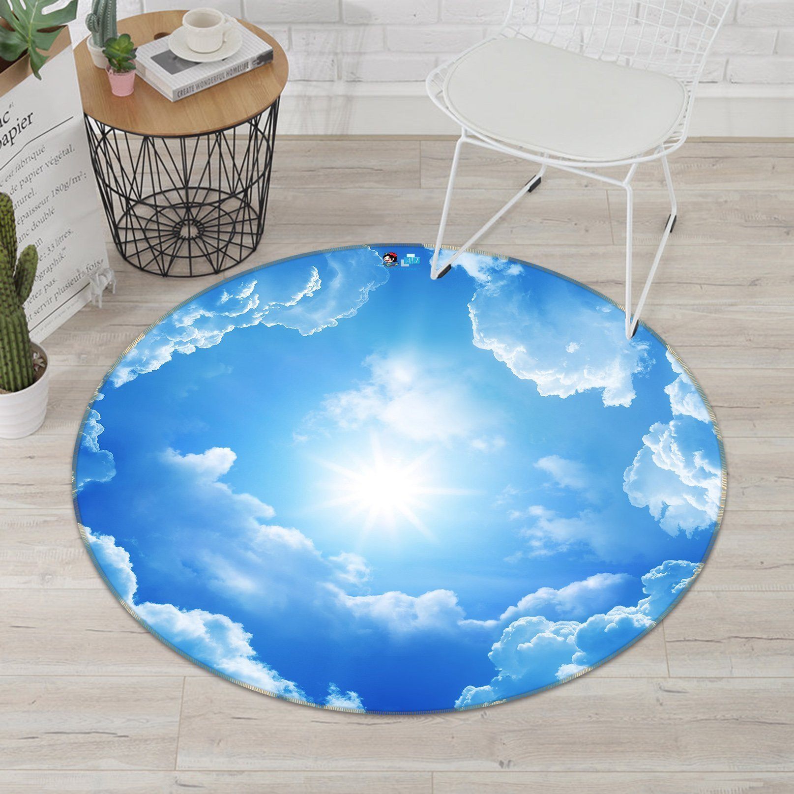 3D Deep Sky Sun 28 Round Non Slip Rug Mat Mat AJ Creativity Home 
