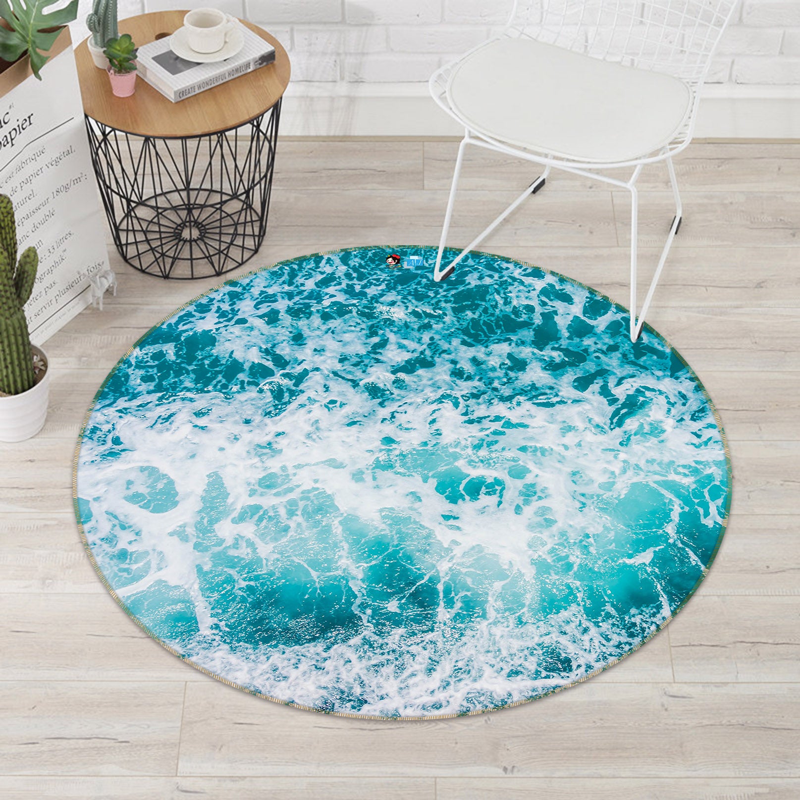 3D Waves 75114 Round Non Slip Rug Mat