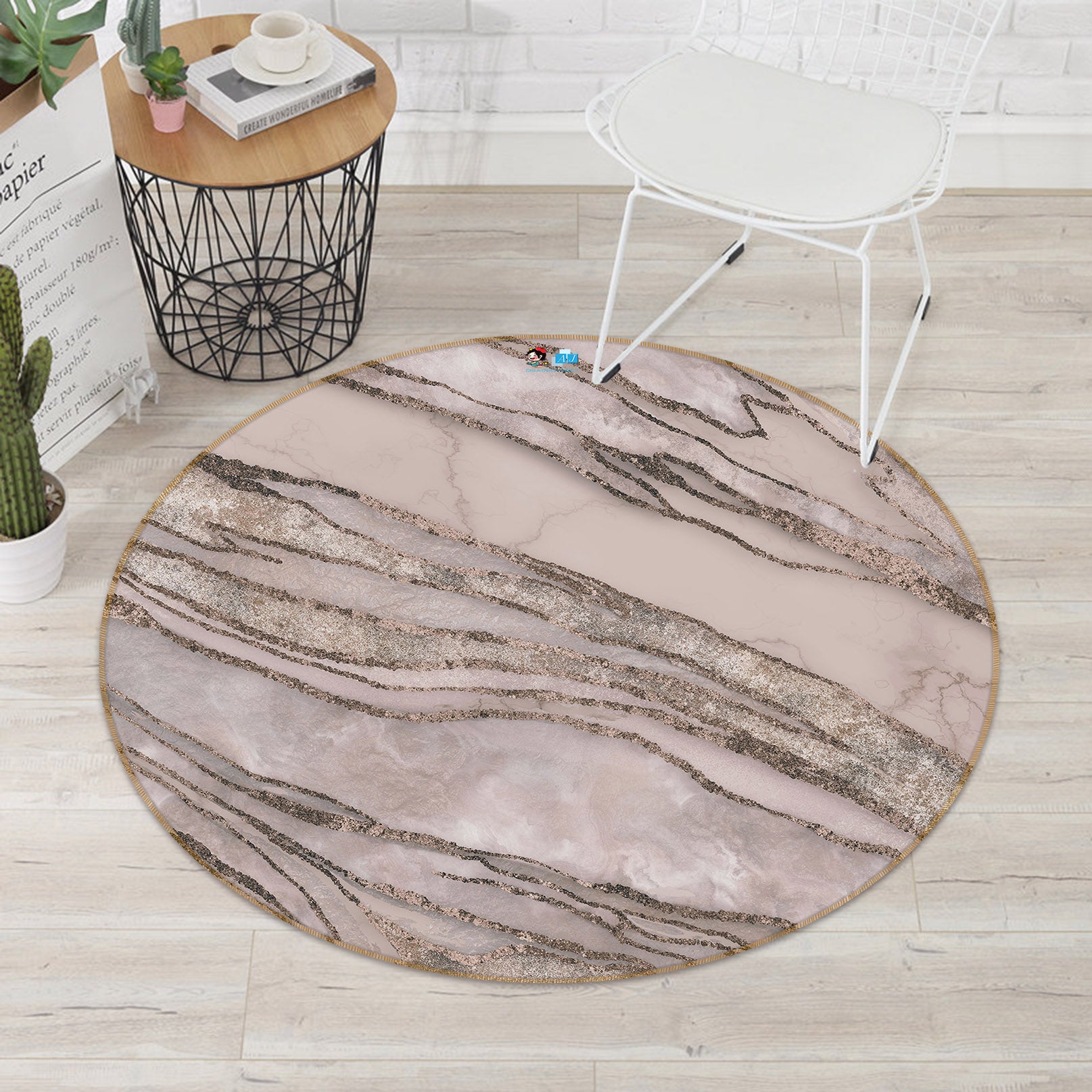 3D Brown Texture 83056 Andrea haase Rug Round Non Slip Rug Mat