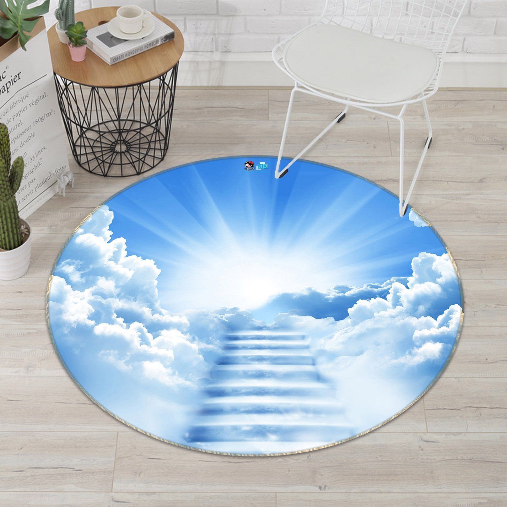 3D Sky Ladder 125 Round Non Slip Rug Mat Mat AJ Creativity Home 