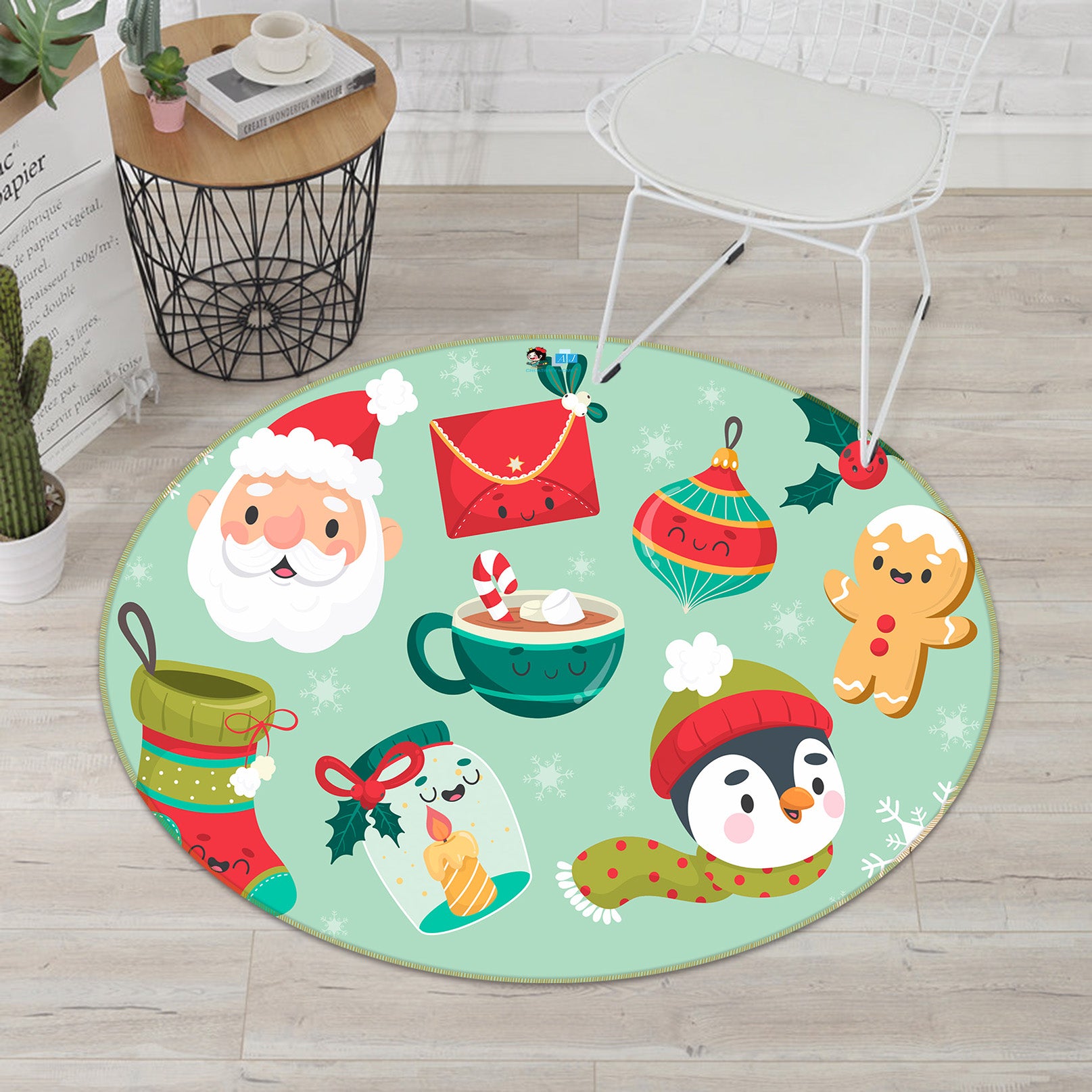 3D Christmas Pattern 81136 Round Non Slip Rug Mat
