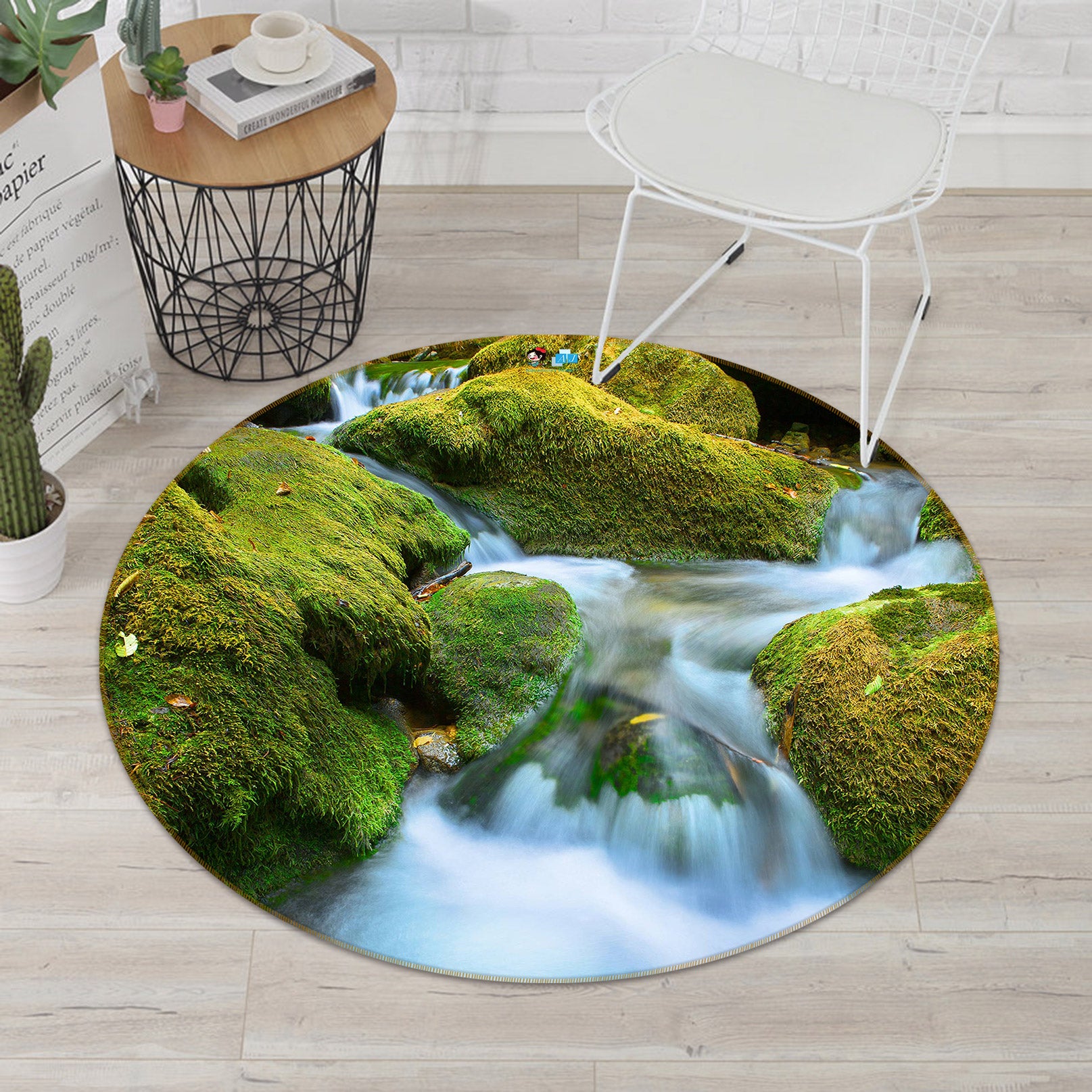 3D Waterfall 72158 Round Non Slip Rug Mat