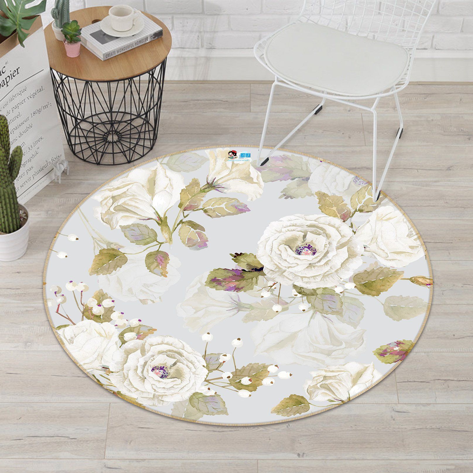 3D White Flower 262 Round Non Slip Rug Mat Mat AJ Creativity Home 