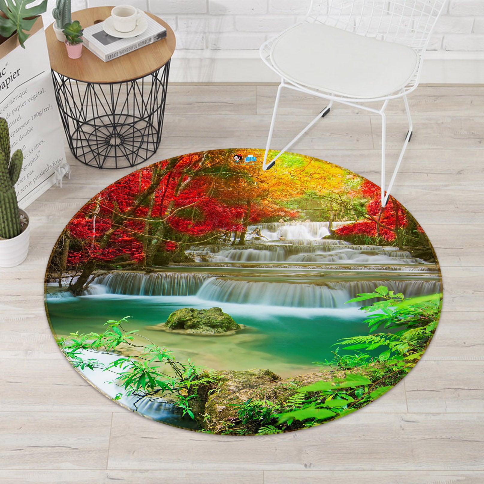 3D Running Water 69060 Round Non Slip Rug Mat