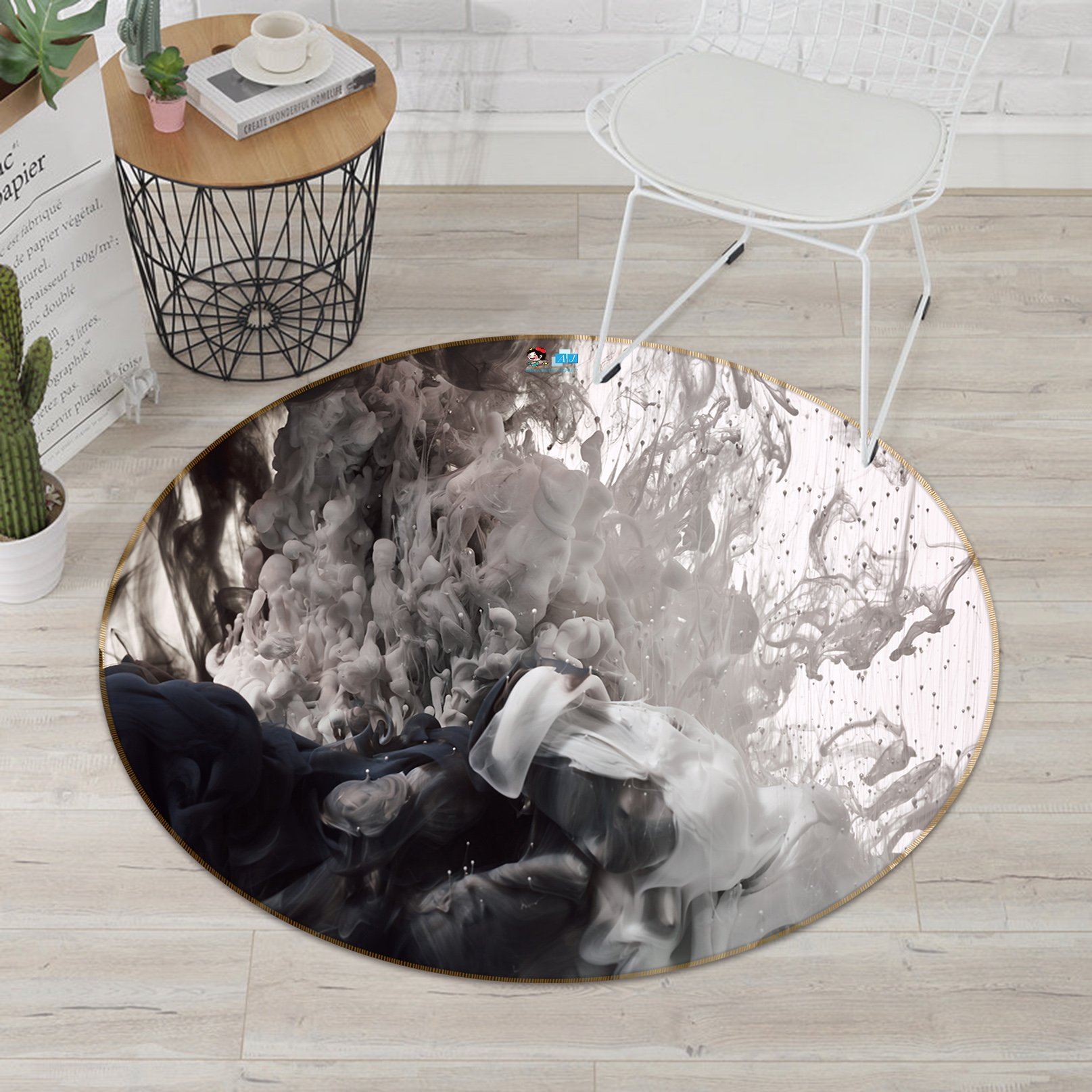 3D Gray Smoke 8234 Round Non Slip Rug Mat Mat AJ Creativity Home 