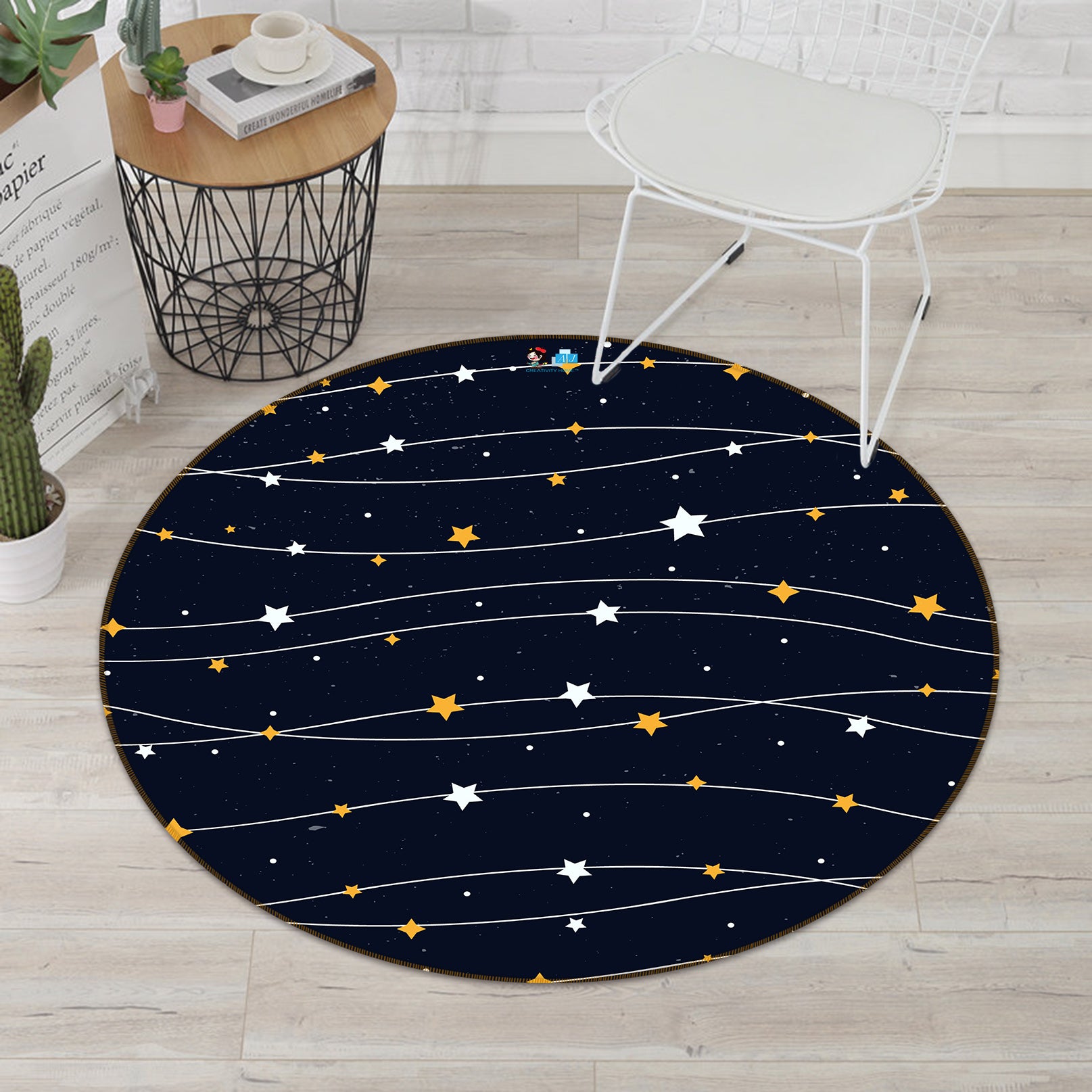 3D Five-Pointed Star 64075 Round Non Slip Rug Mat