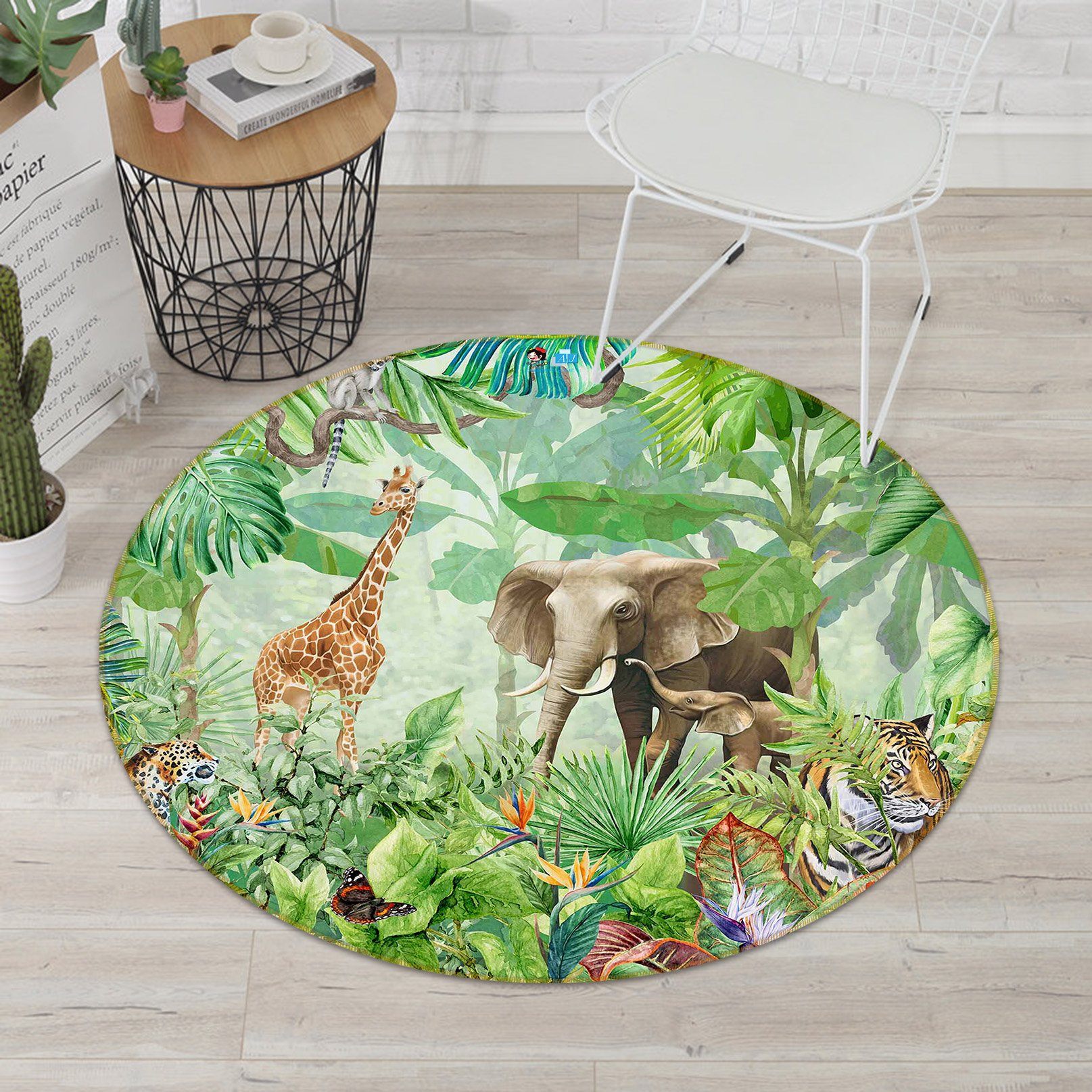 3D Painting Animal 076 Round Non Slip Rug Mat Mat AJ Creativity Home 