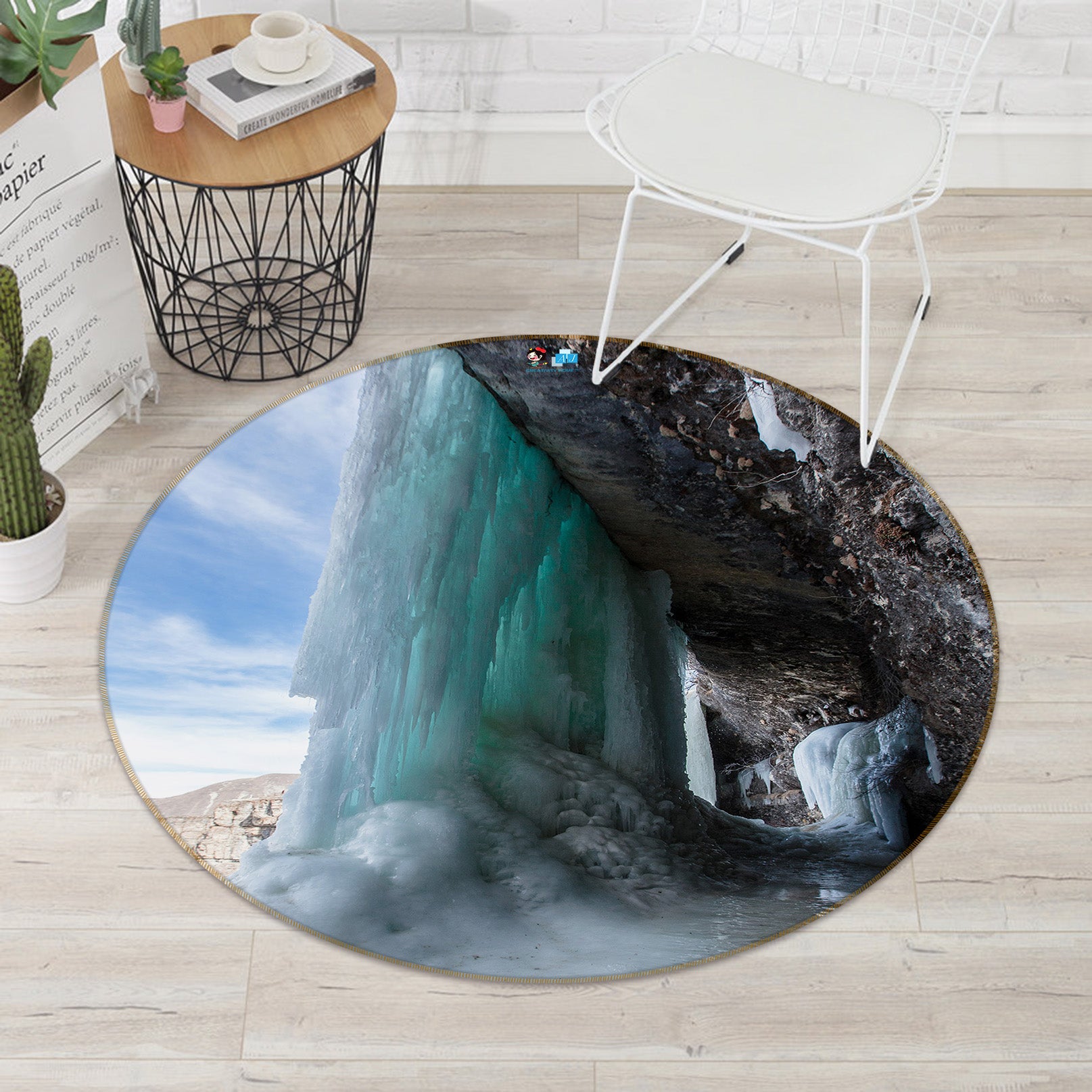 3D Glacier 69139 Round Non Slip Rug Mat