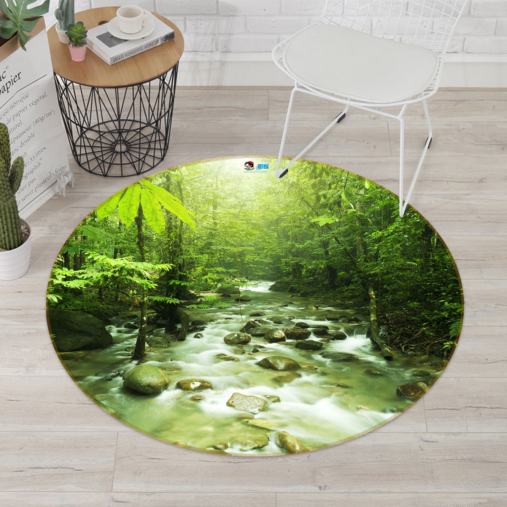 3D Wood Creek 72143 Round Non Slip Rug Mat