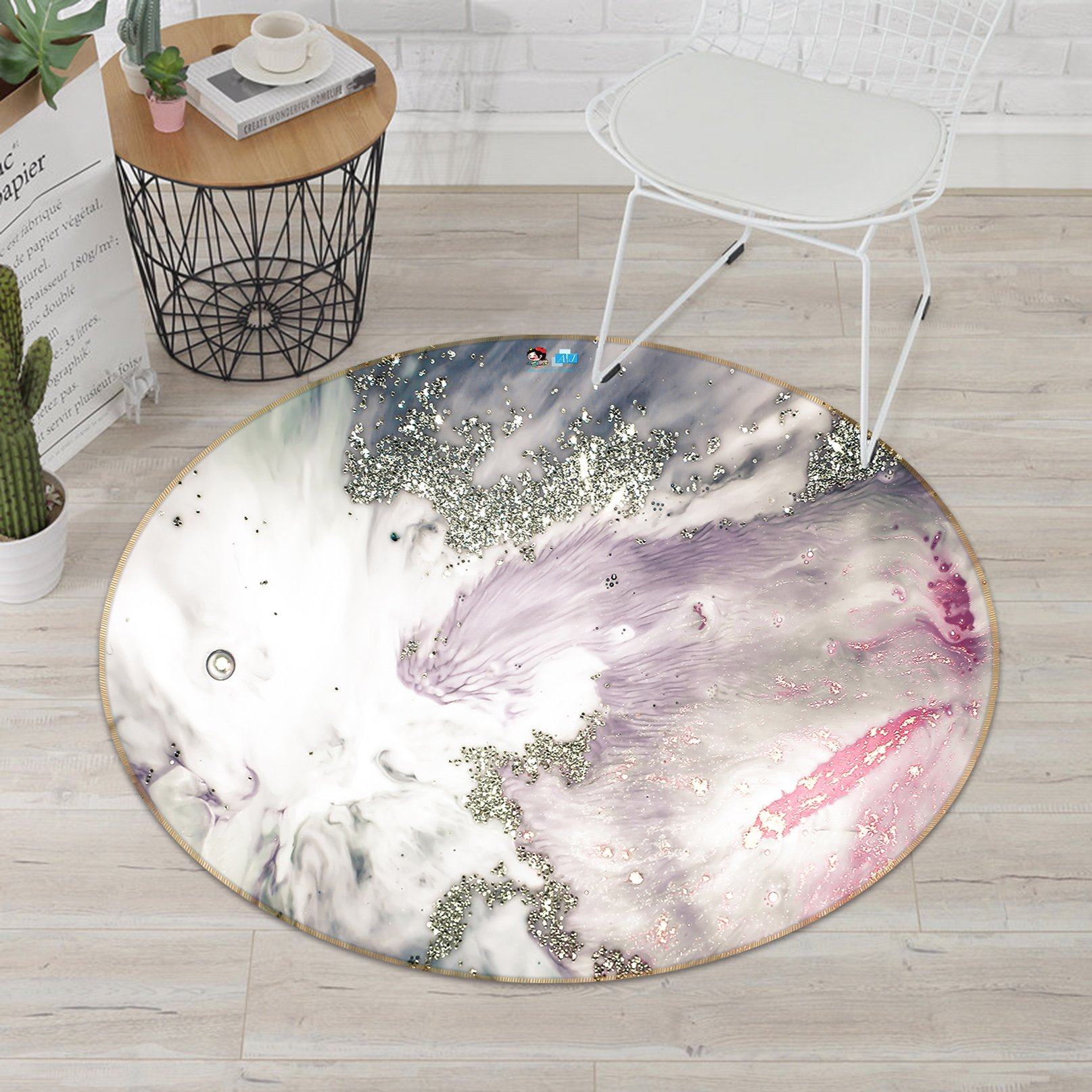 3D Pink-purple Pattern 3405 Round Non Slip Rug Mat Mat AJ Creativity Home 