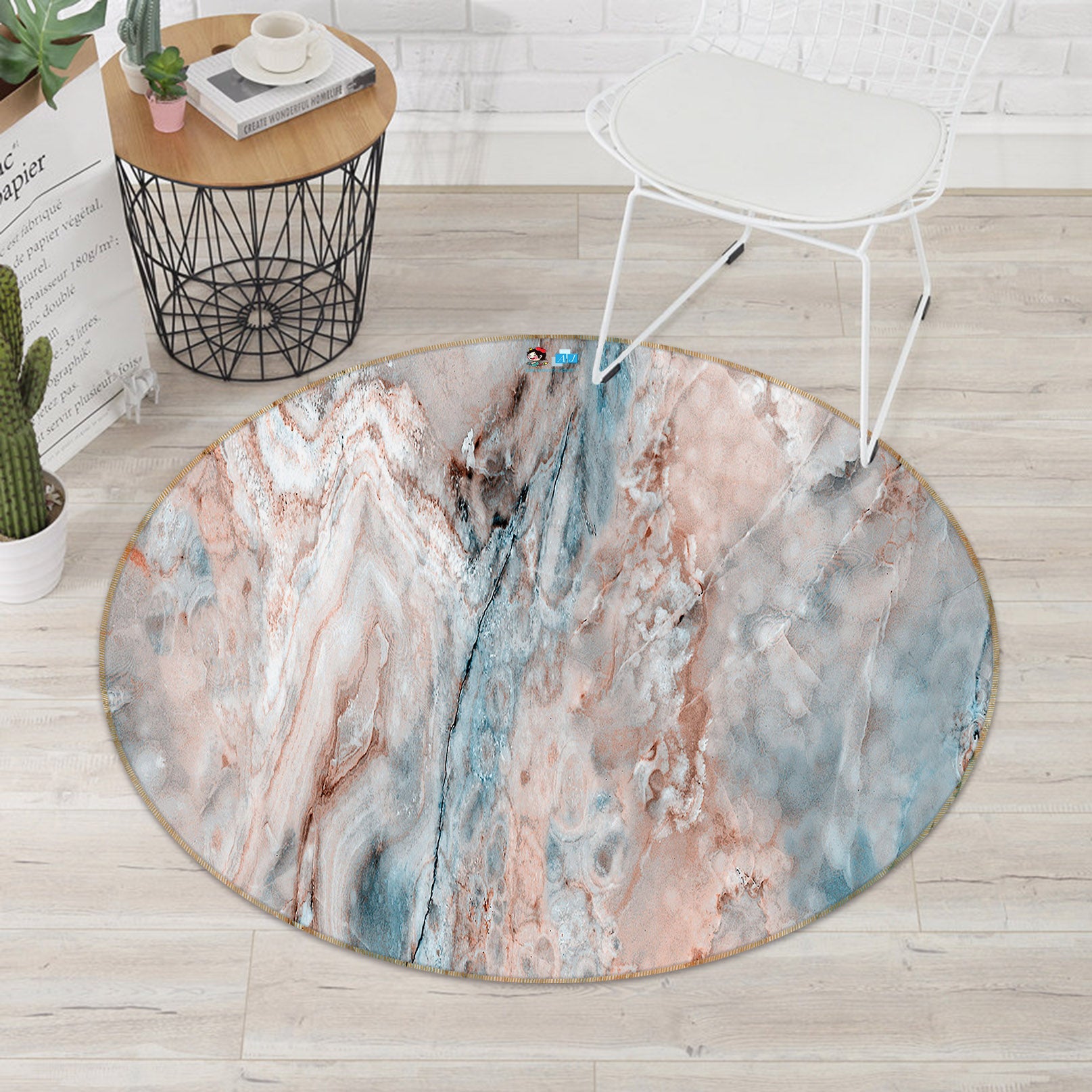 3D Marble 71156 Round Non Slip Rug Mat