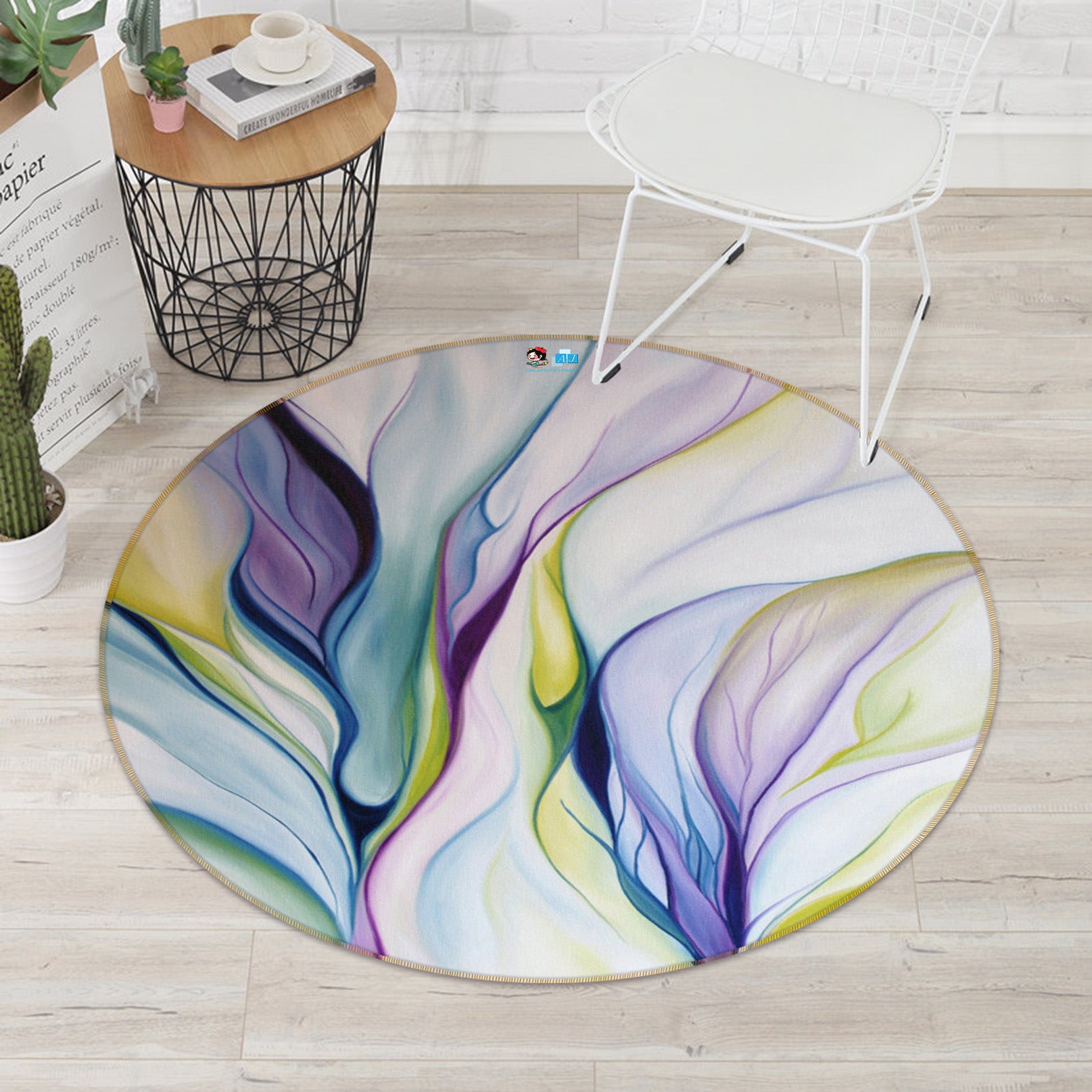 3D Color Abstract Pattern 74014 Round Non Slip Rug Mat