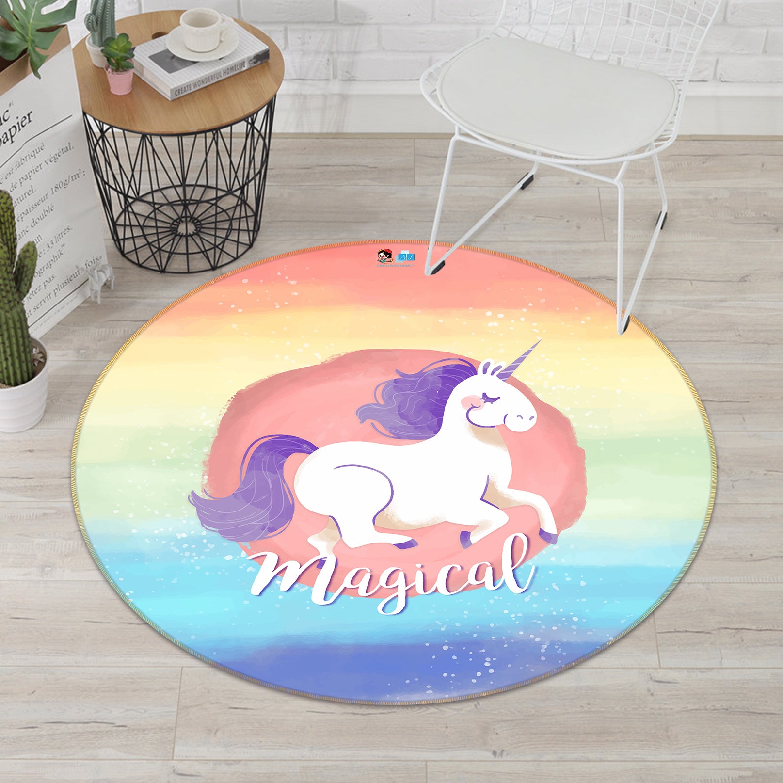 3D Unicorn 64068 Round Non Slip Rug Mat