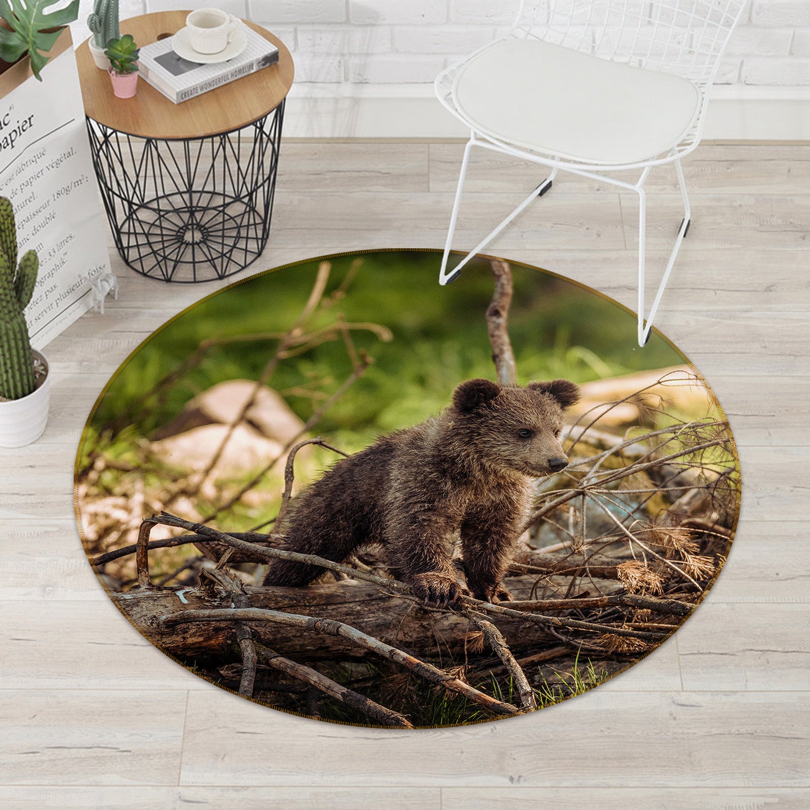 3D Small Bear 81277 Animal Round Non Slip Rug Mat