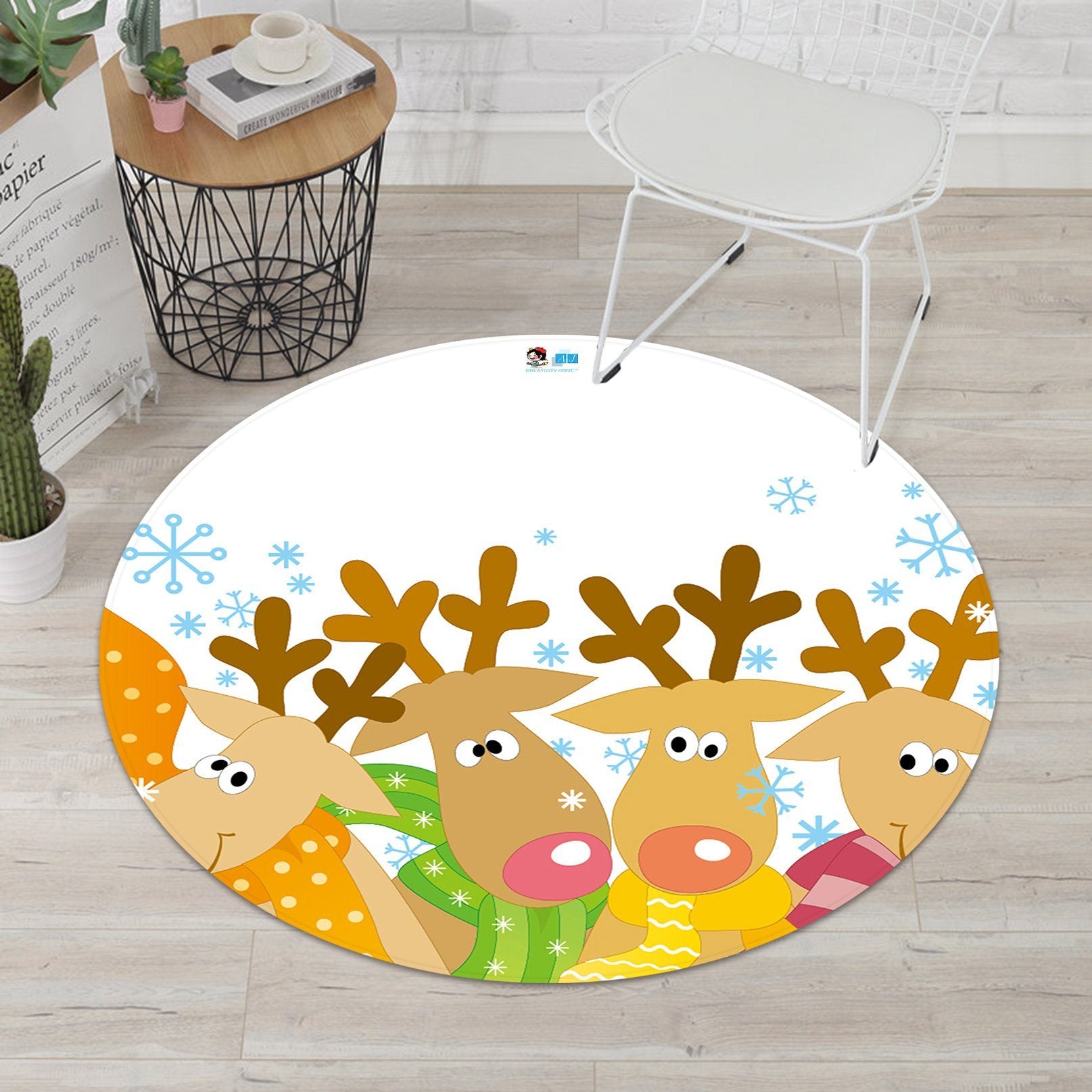 3D Cartoon Cute Deer 052 Round Non Slip Rug Mat Mat AJ Creativity Home 