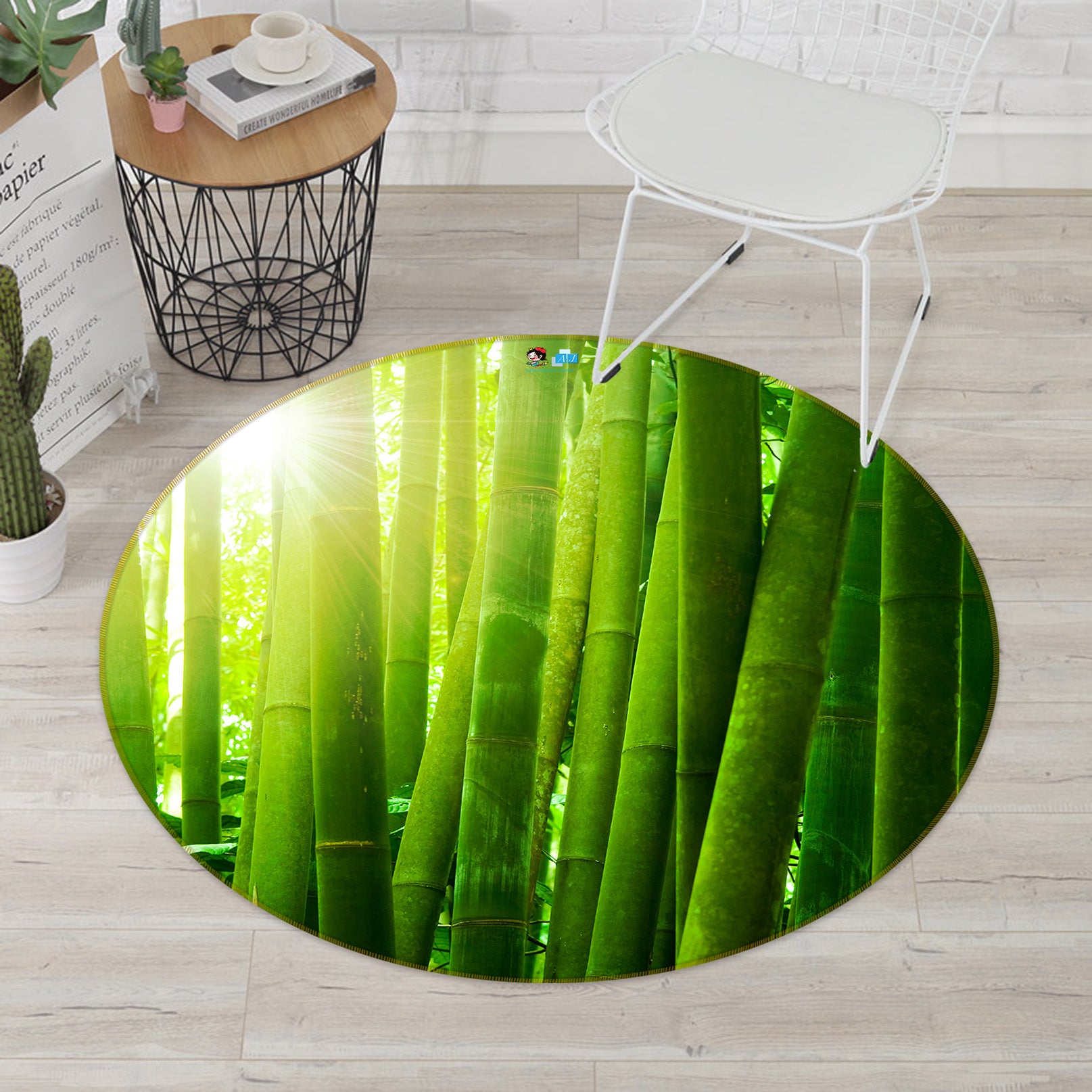 3D Bamboo Forest 80200 Round Non Slip Rug Mat