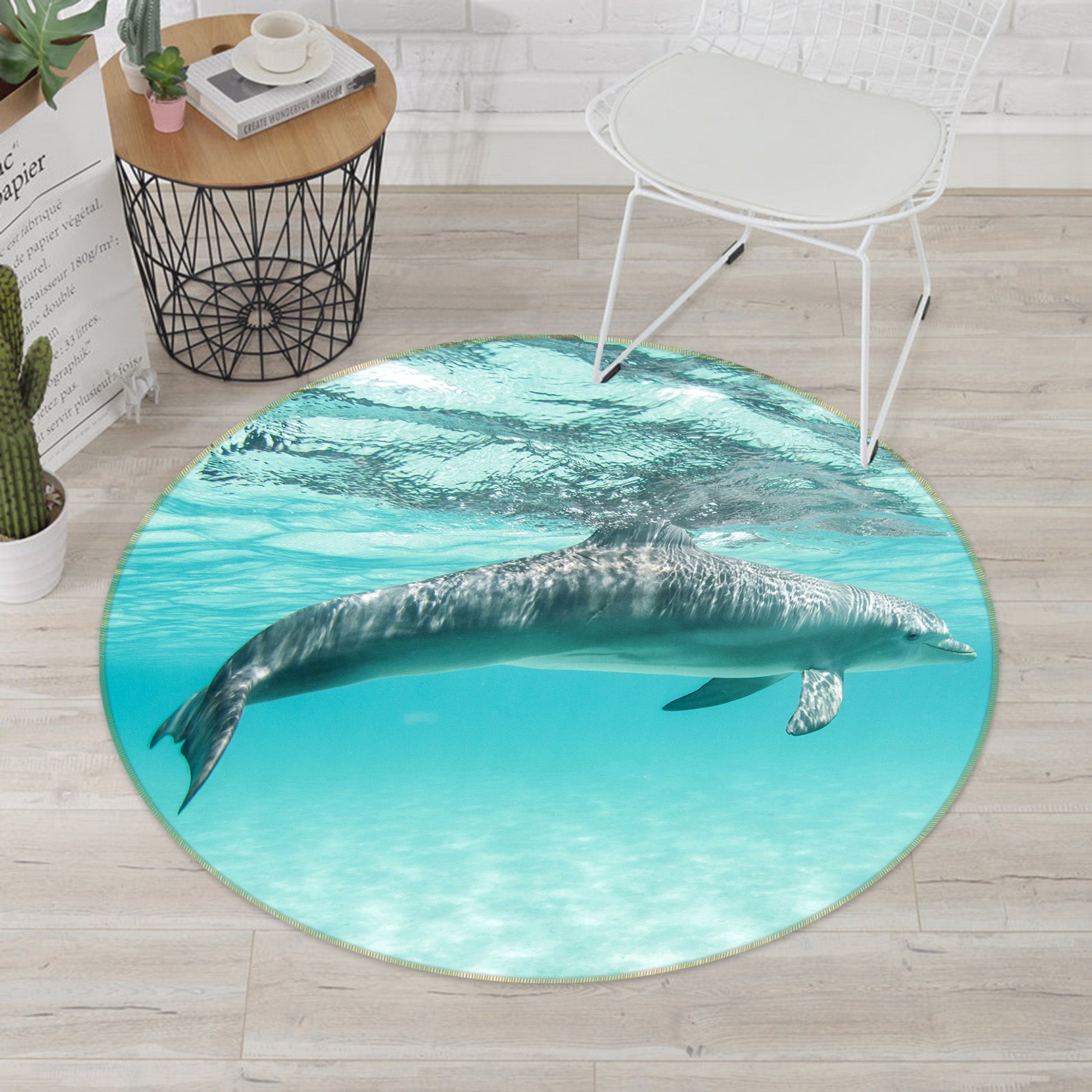 3D Dolphin 38076 Animal Round Non Slip Rug Mat