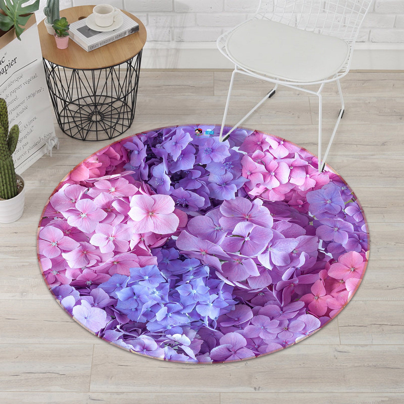 3D Purple Petals 7323 Assaf Frank Rug Round Non Slip Rug Mat