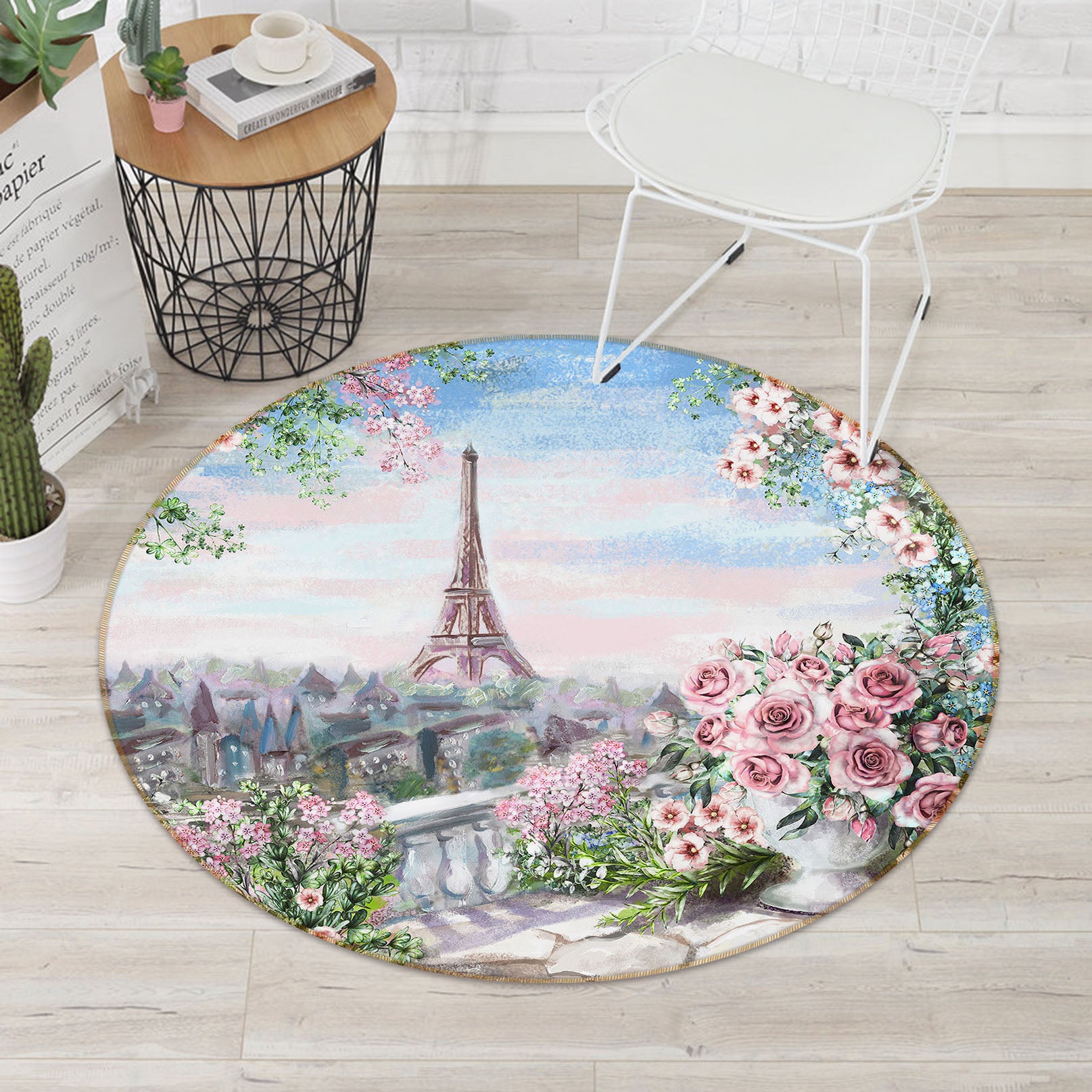 3D Iron Tower Garden 37012 Round Non Slip Rug Mat