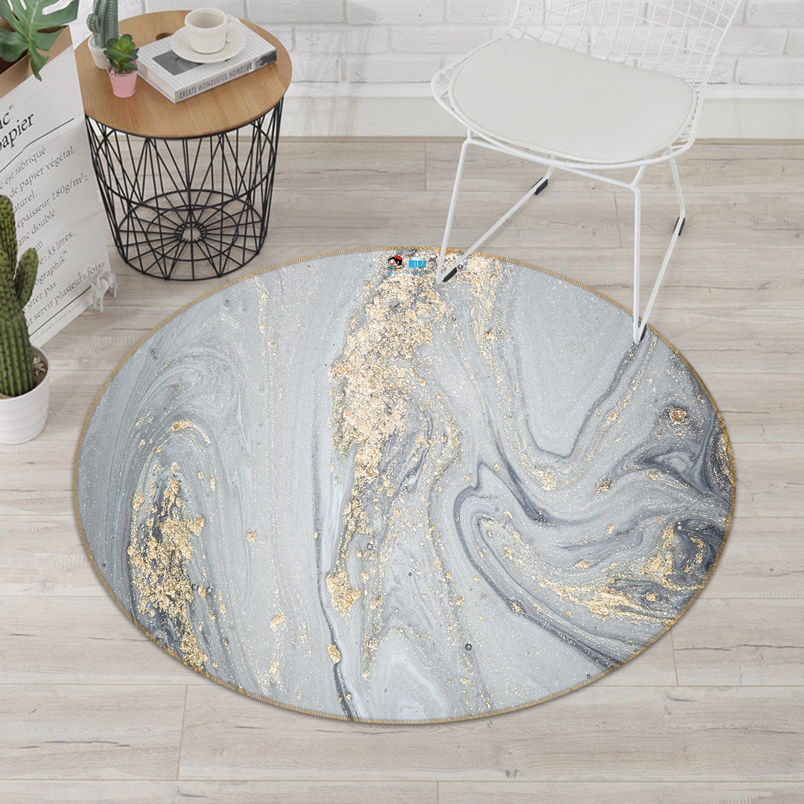 3D Grey Marble Texture 345 Round Non Slip Rug Mat Mat AJ Creativity Home 