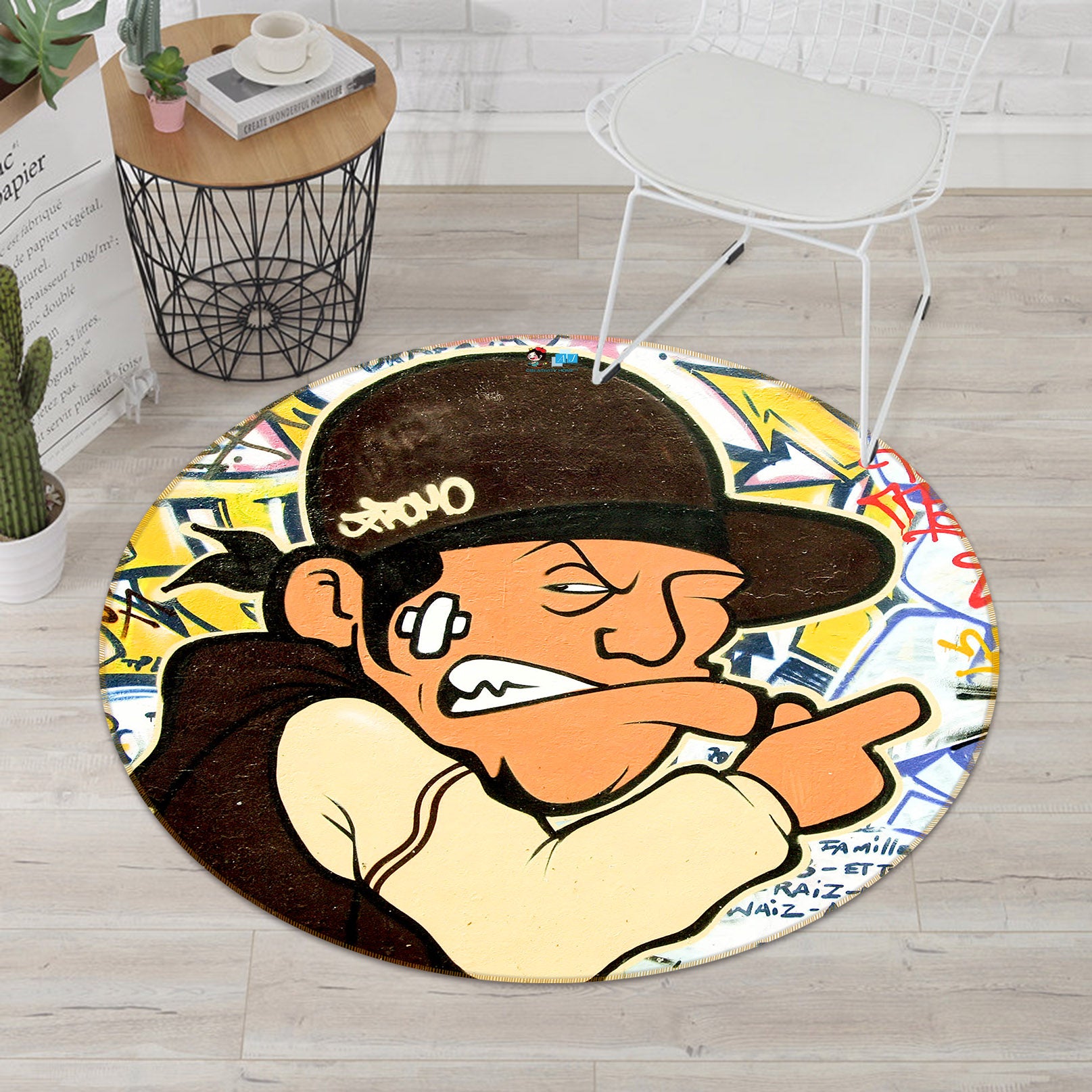 3D Cartoon Character 66194 Round Non Slip Rug Mat