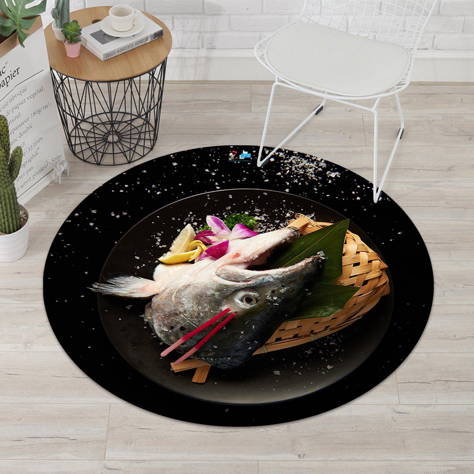 3D Fish 7484 Round Non Slip Rug Mat Mat AJ Creativity Home 