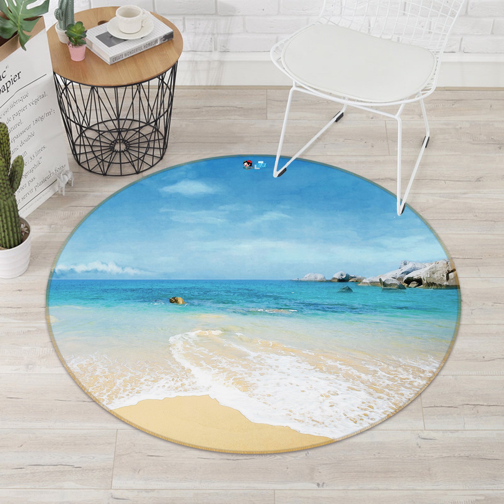 3D Beach 74077 Round Non Slip Rug Mat