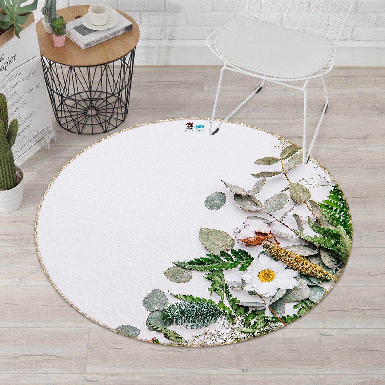 3D Chrysanthemum Place 121 Round Non Slip Rug Mat Mat AJ Creativity Home 
