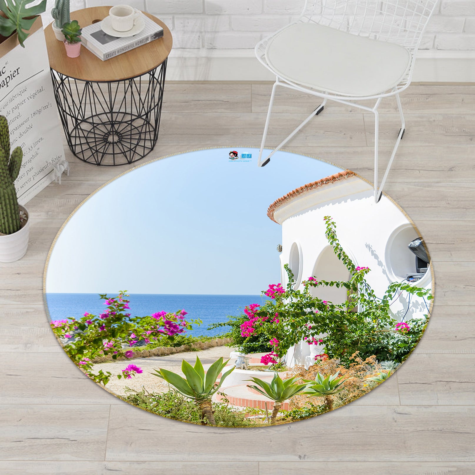 3D Cottage Arch 72038 Round Non Slip Rug Mat