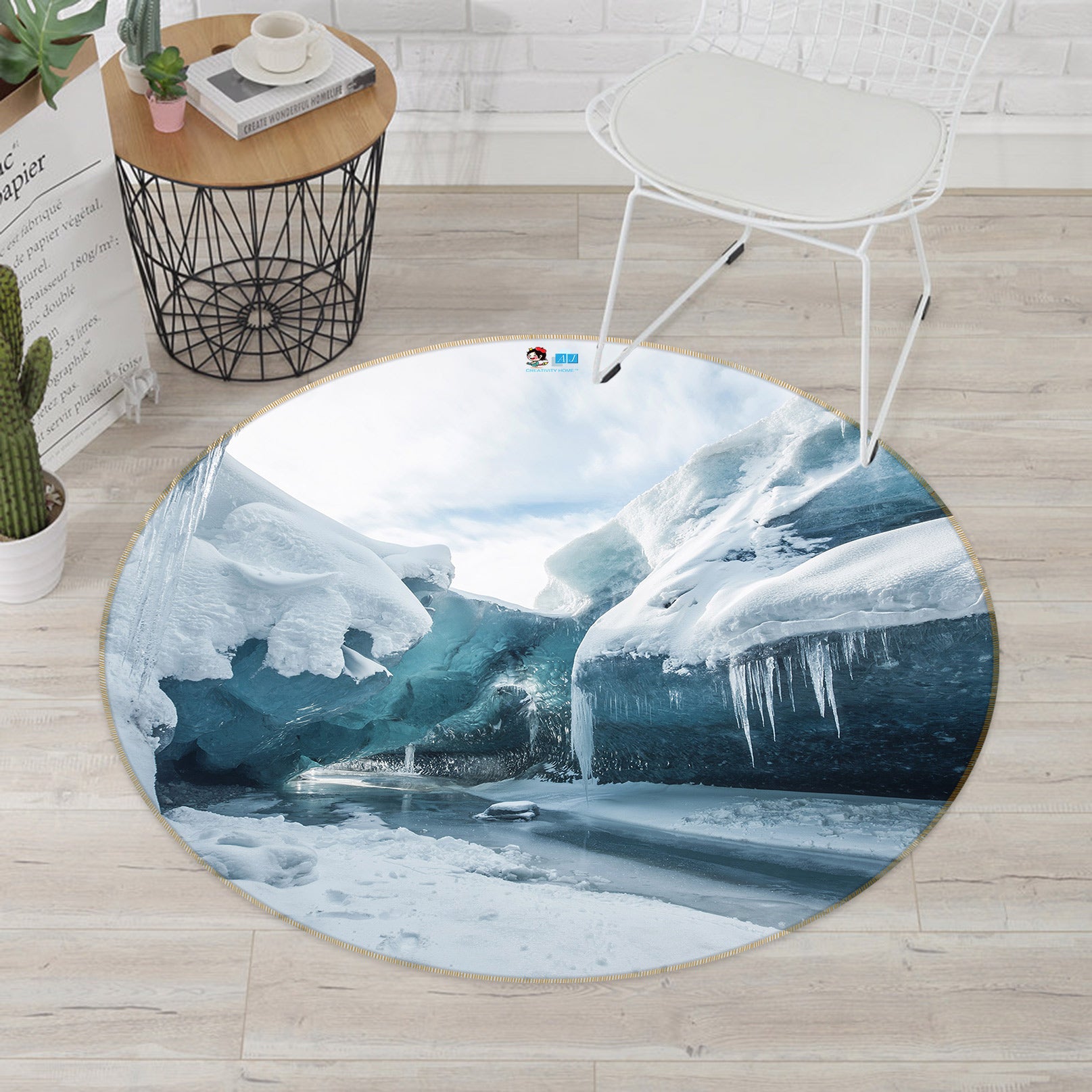 3D Glacier 80220 Round Non Slip Rug Mat