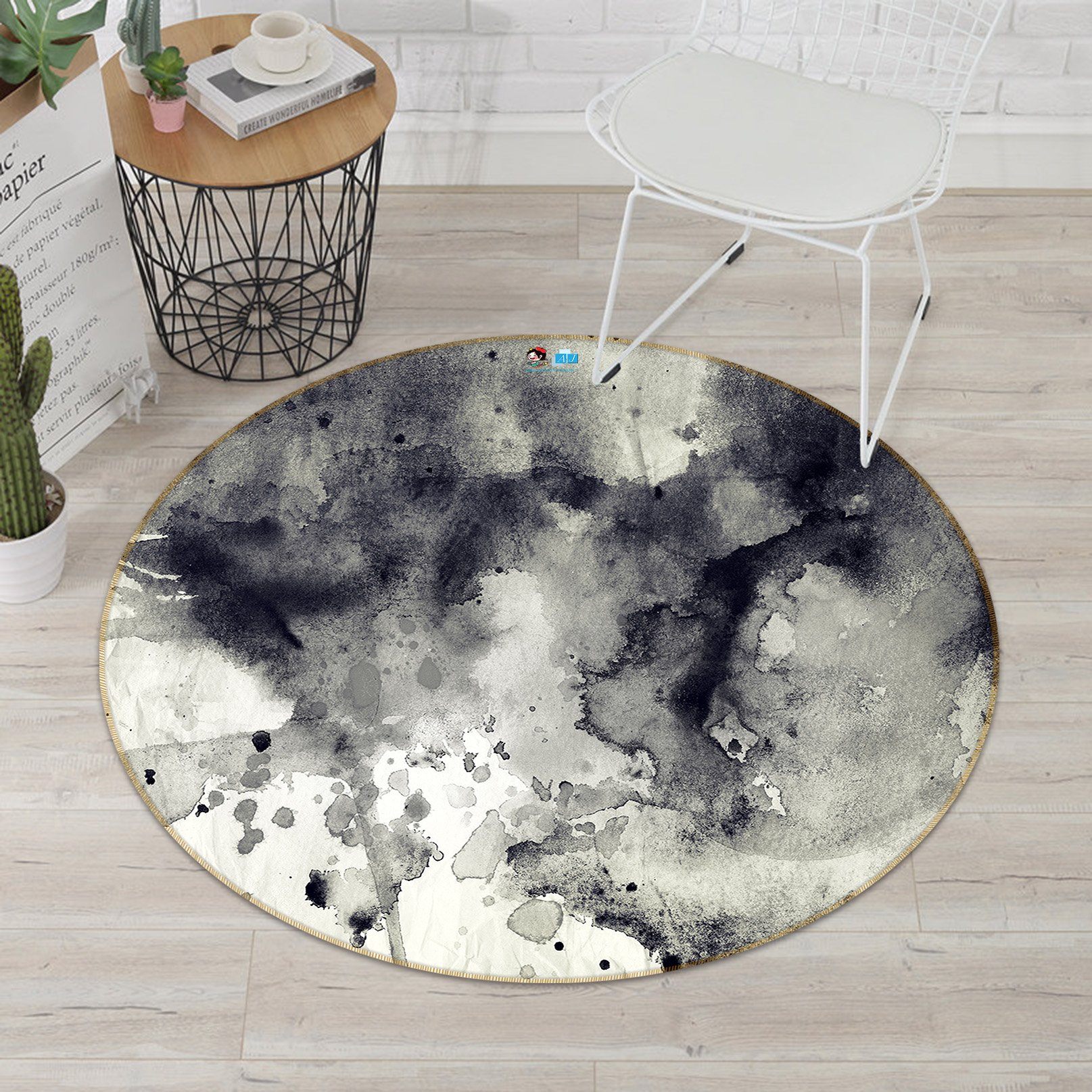 3D Ink And Wash 568 Round Non Slip Rug Mat Mat AJ Creativity Home 