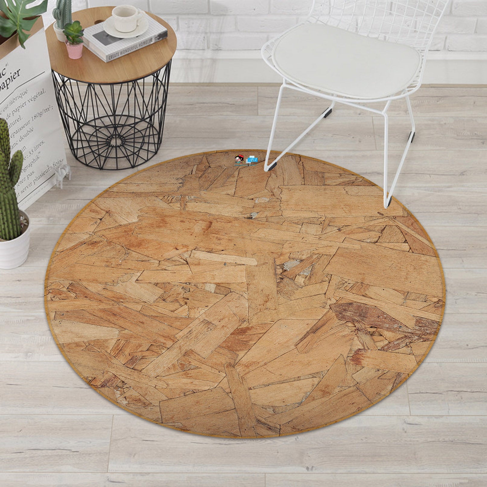 3D Wood Texture 64086 Round Non Slip Rug Mat