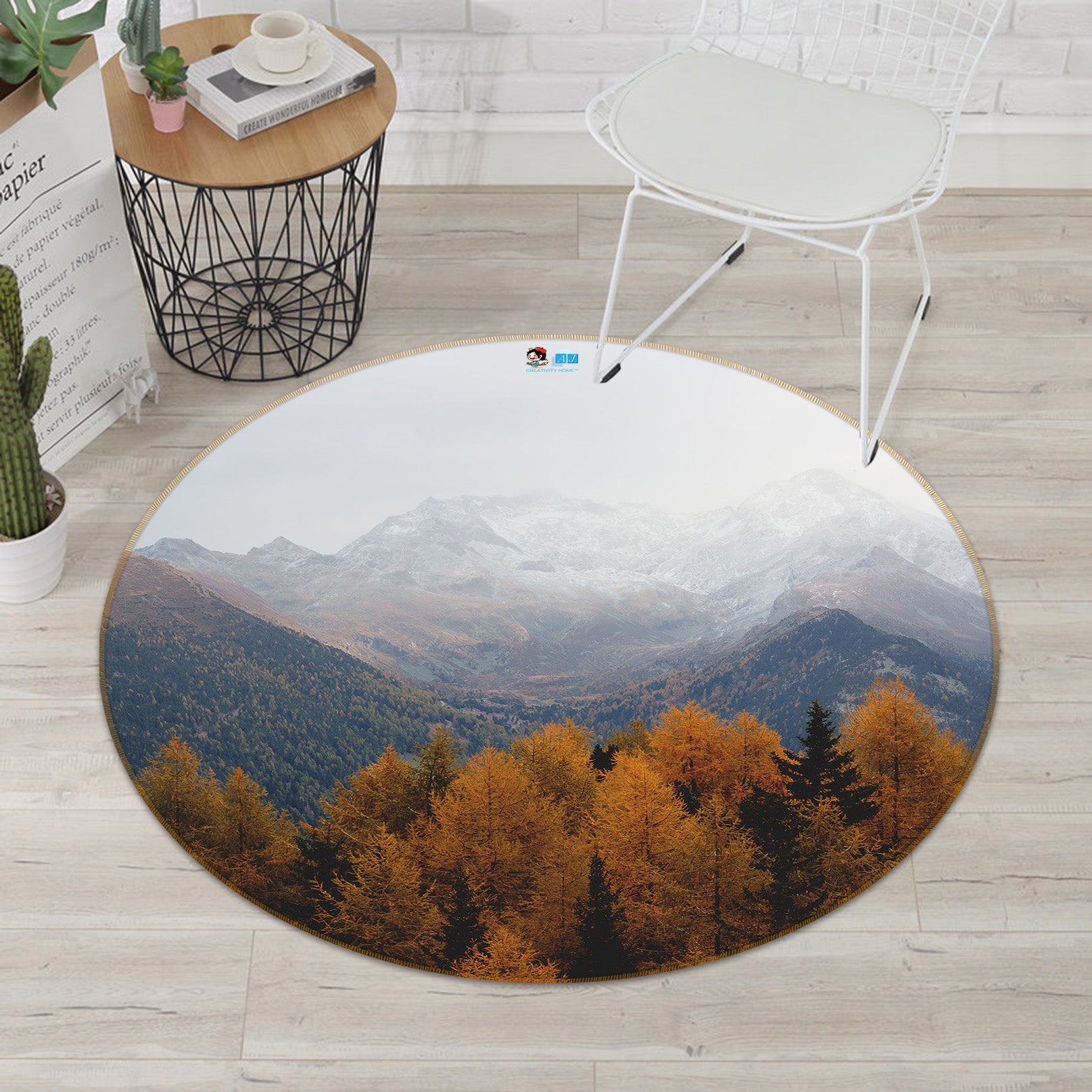 3D Mountain Jungle 64091 Round Non Slip Rug Mat