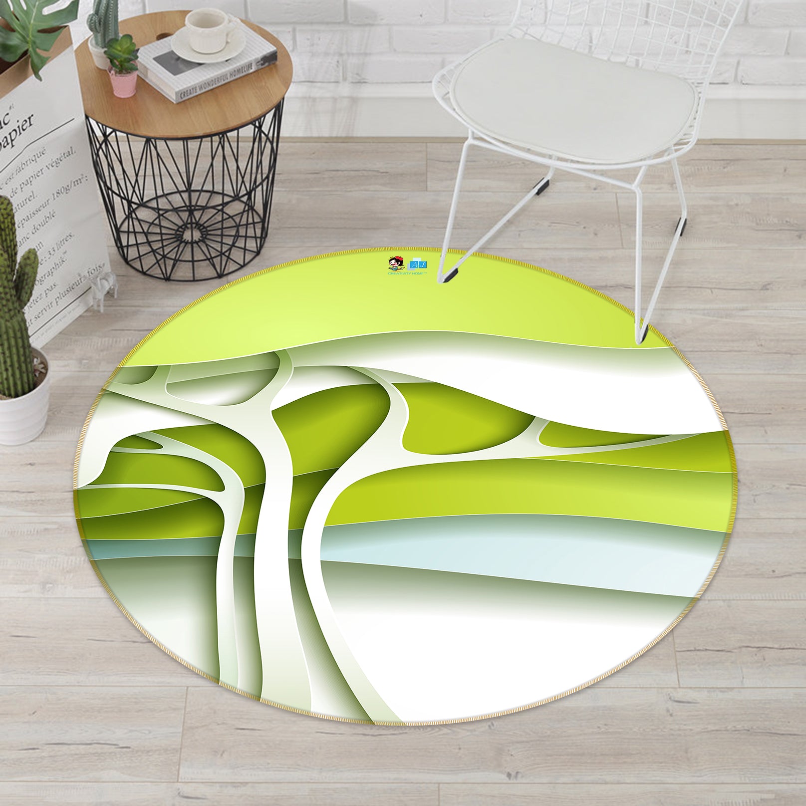 3D Abstract Tree 74145 Round Non Slip Rug Mat