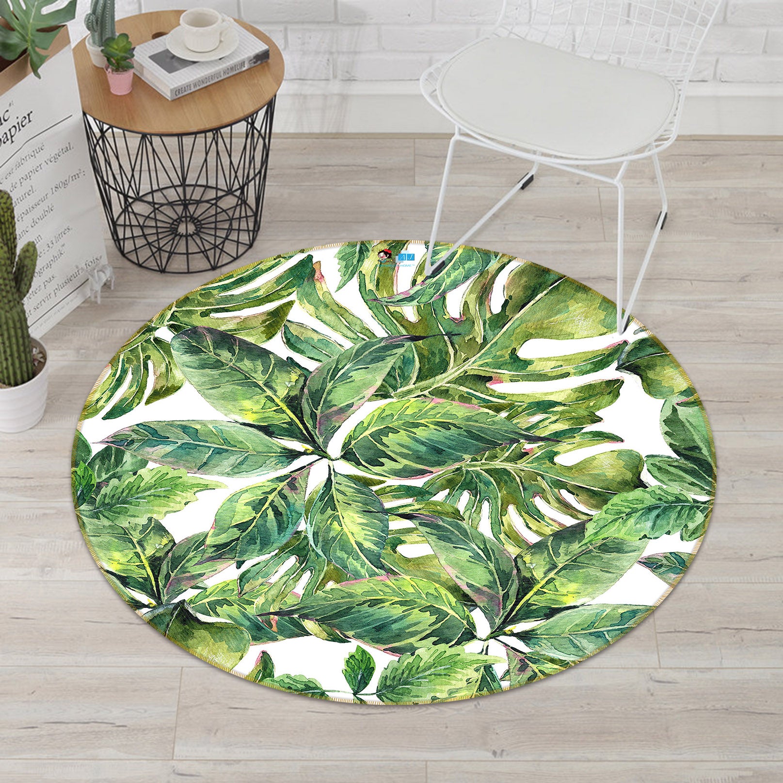 3D Leaves 71257 Round Non Slip Rug Mat