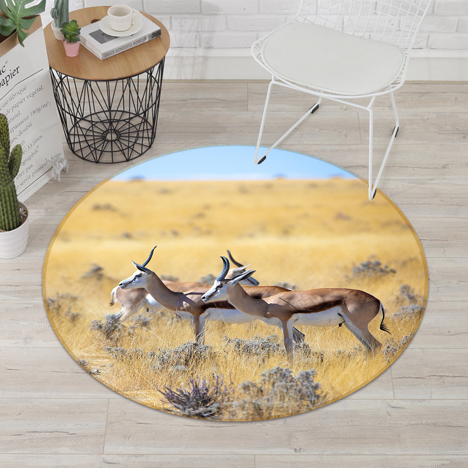 3D Springbok 82273 Animal Round Non Slip Rug Mat