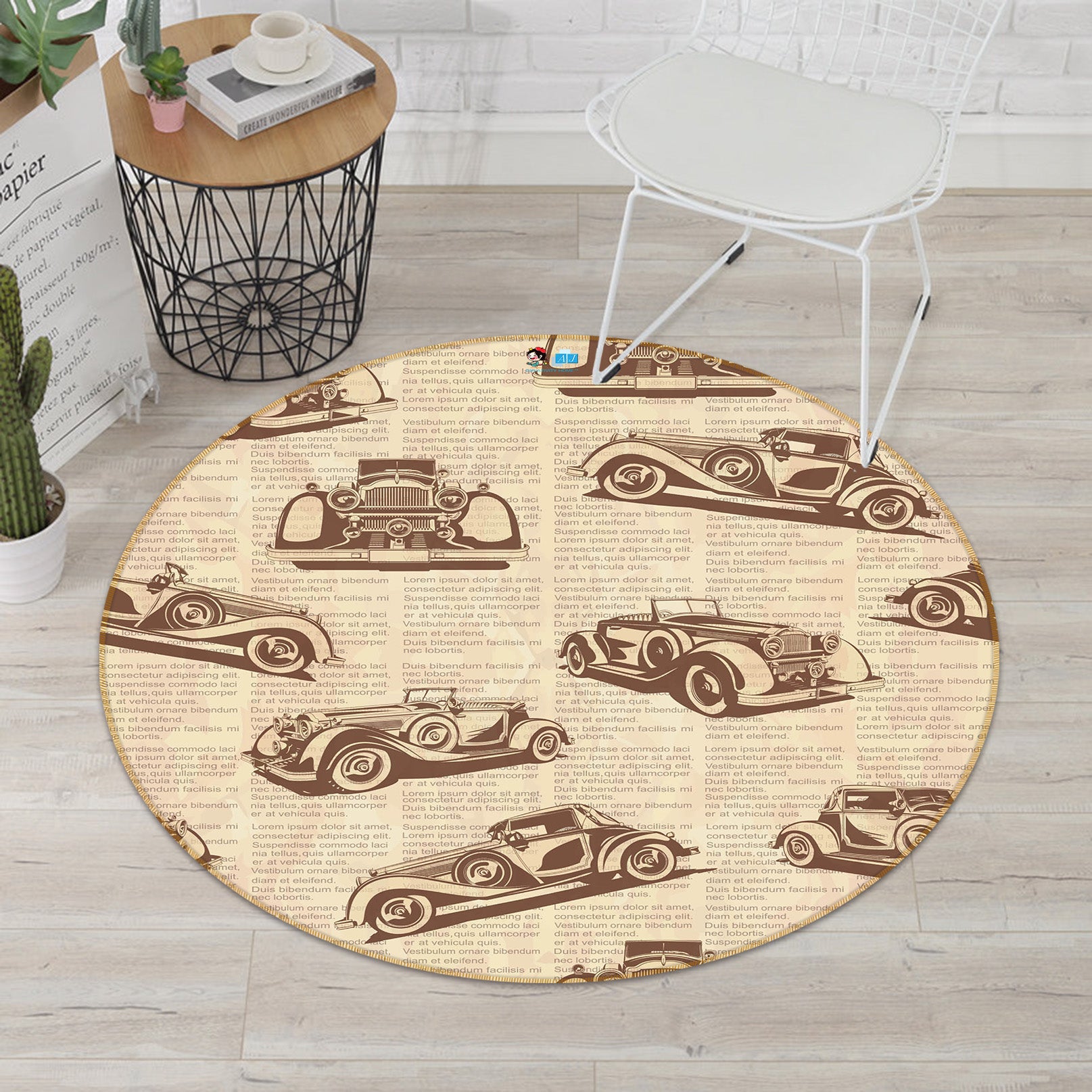 3D Racing Car 64145 Round Non Slip Rug Mat
