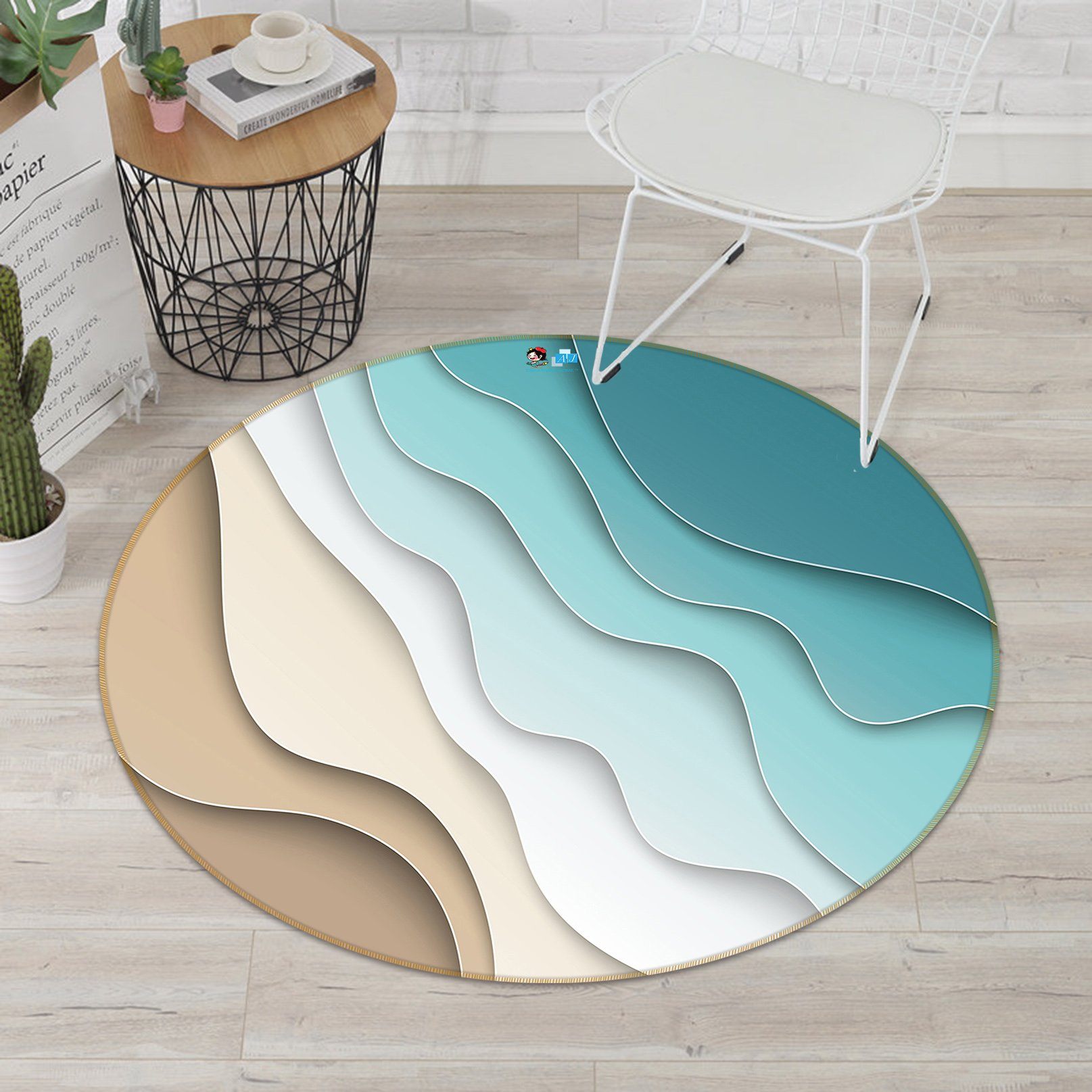 3D Green Waves 3712 Round Non Slip Rug Mat Mat AJ Creativity Home 