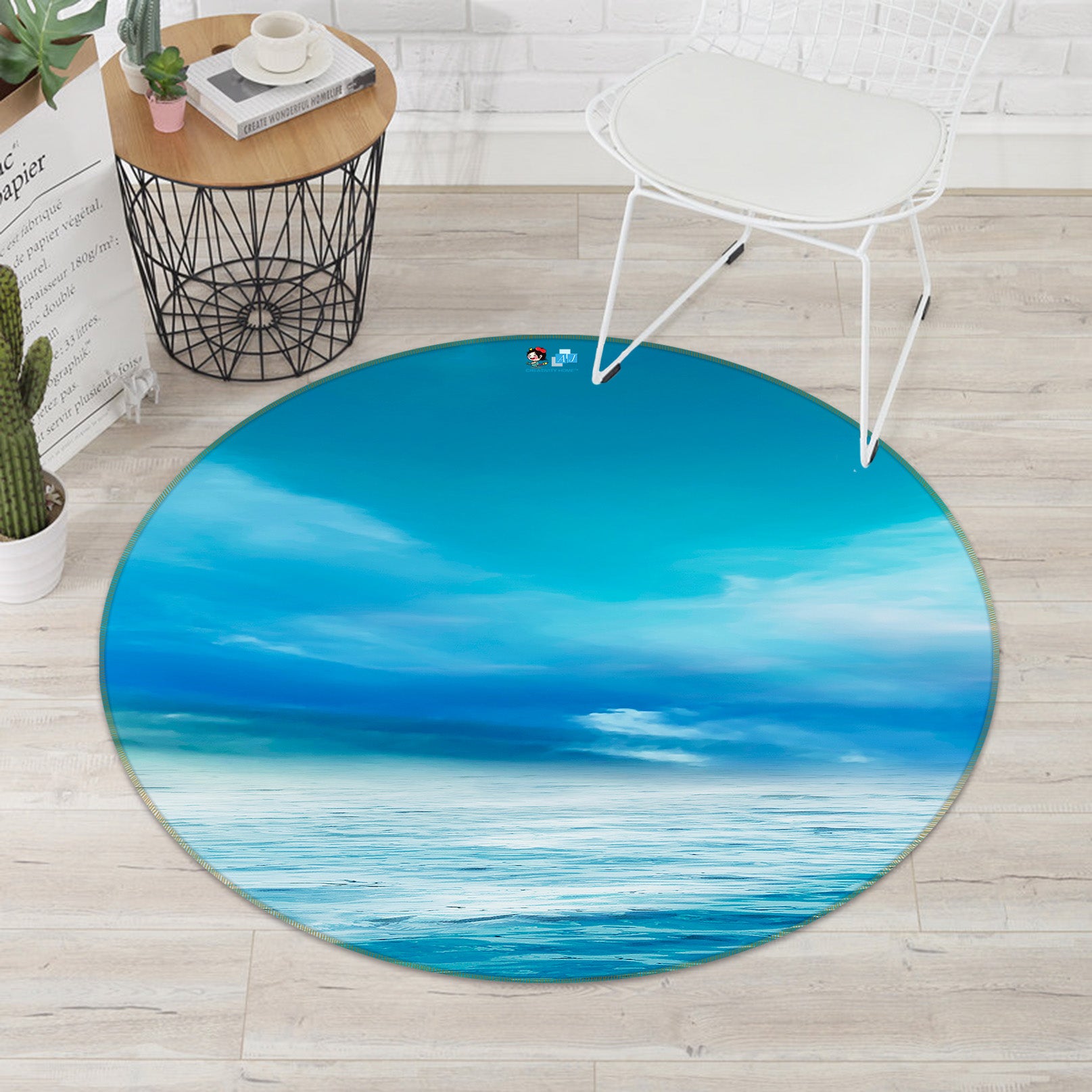 3D Sea Sky 69218 Round Non Slip Rug Mat