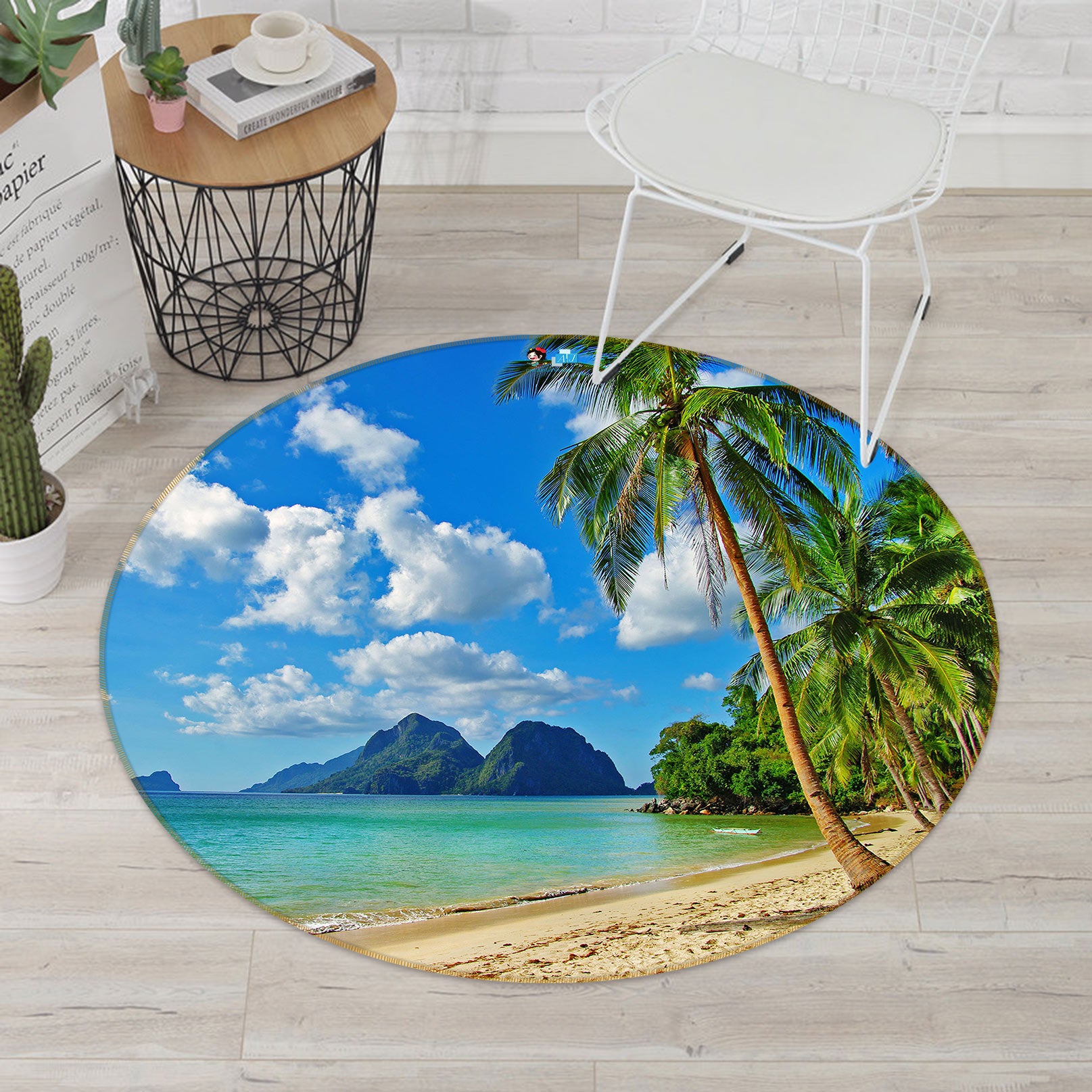 3D Seaside 81011 Round Non Slip Rug Mat