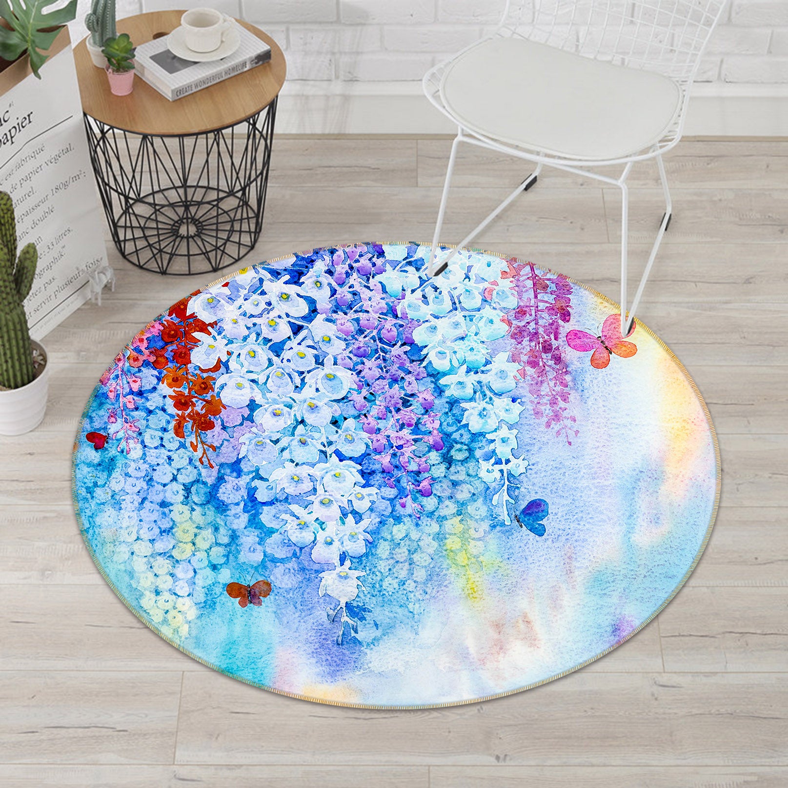 3D Flower Vine 71218 Round Non Slip Rug Mat
