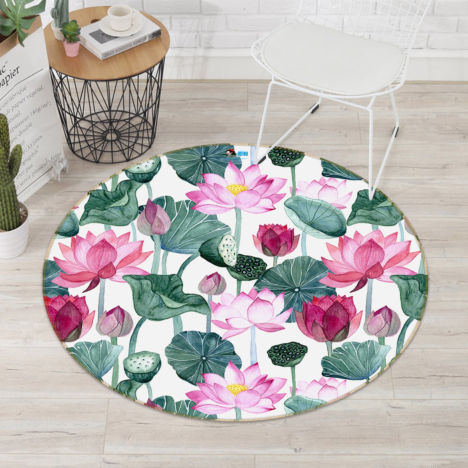 3D Lotus 71137 Round Non Slip Rug Mat