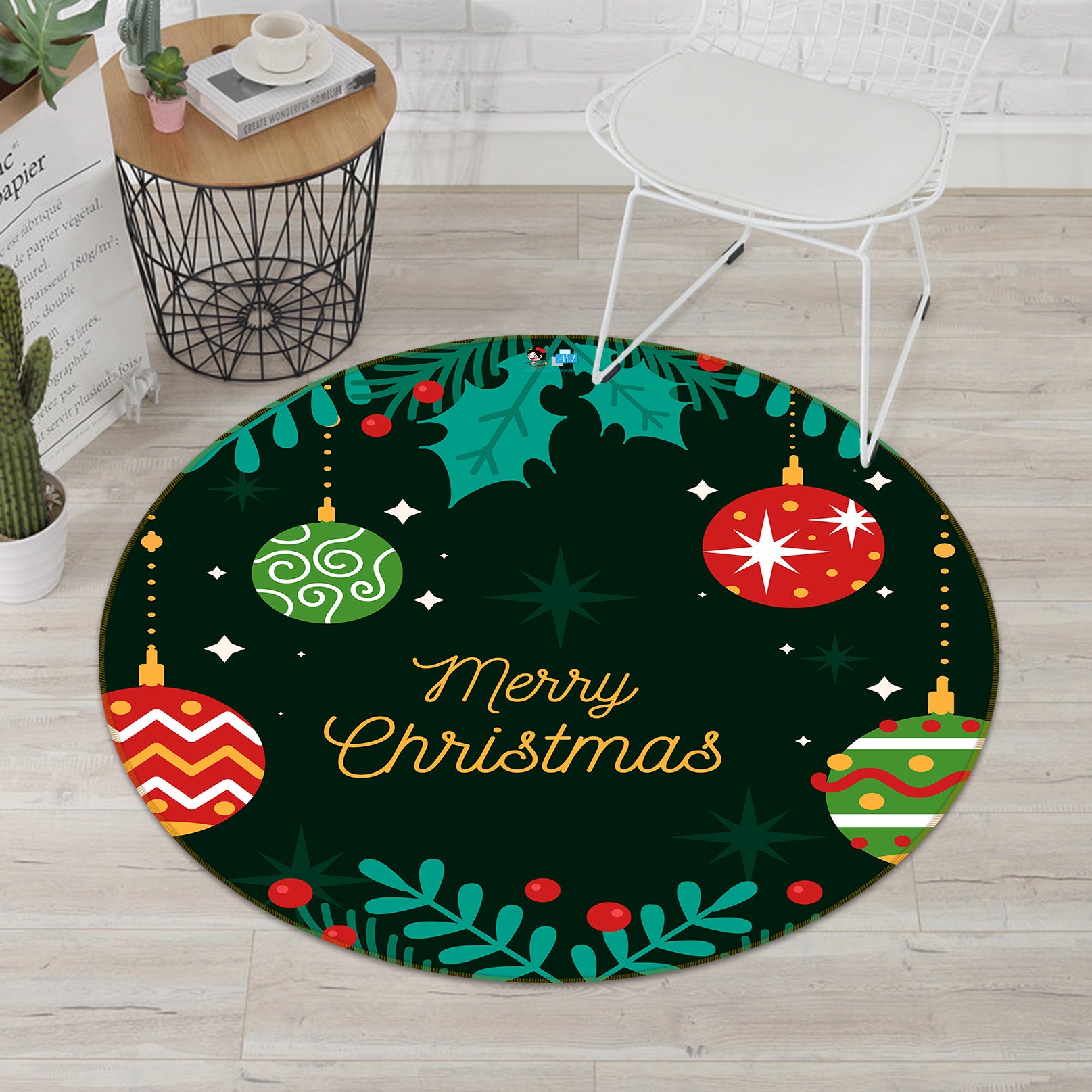 3D Colorful Ball 81092 Round Non Slip Rug Mat