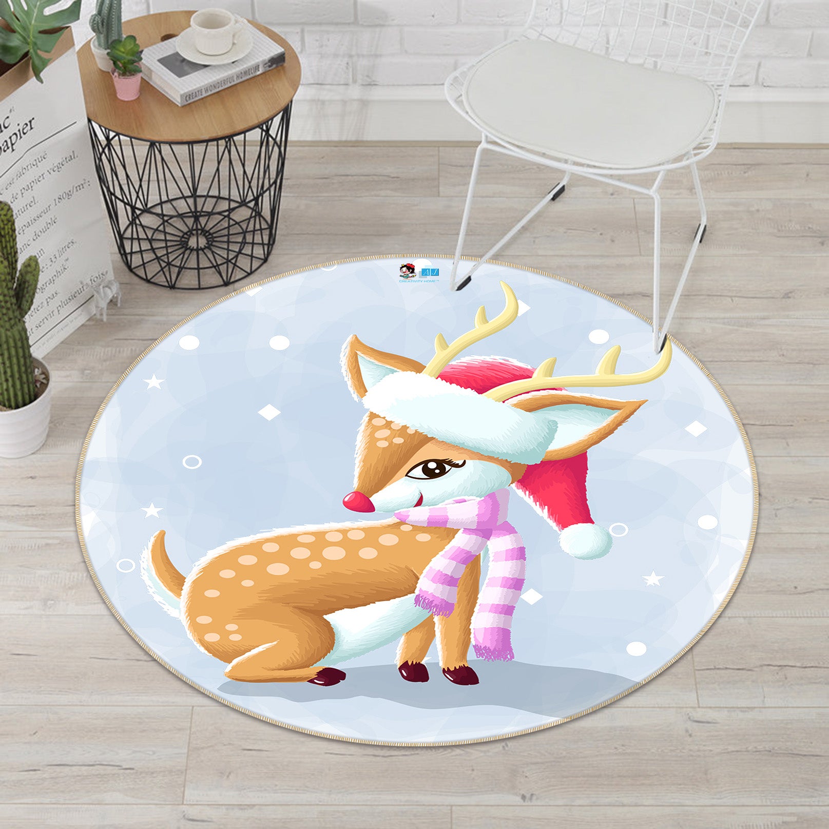 3D Sika Deer 74239 Round Non Slip Rug Mat