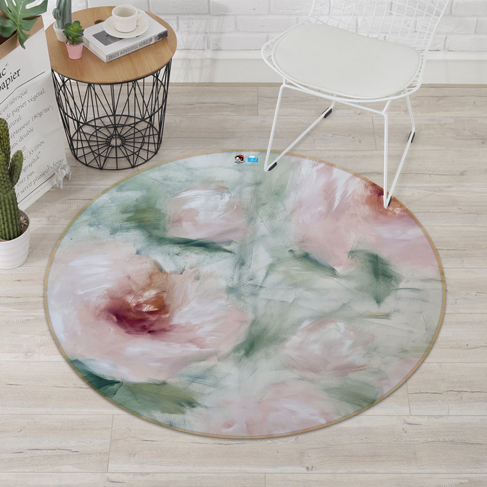 3D Flower Painting 4037 Skromova Marina Rug Round Non Slip Rug Mat