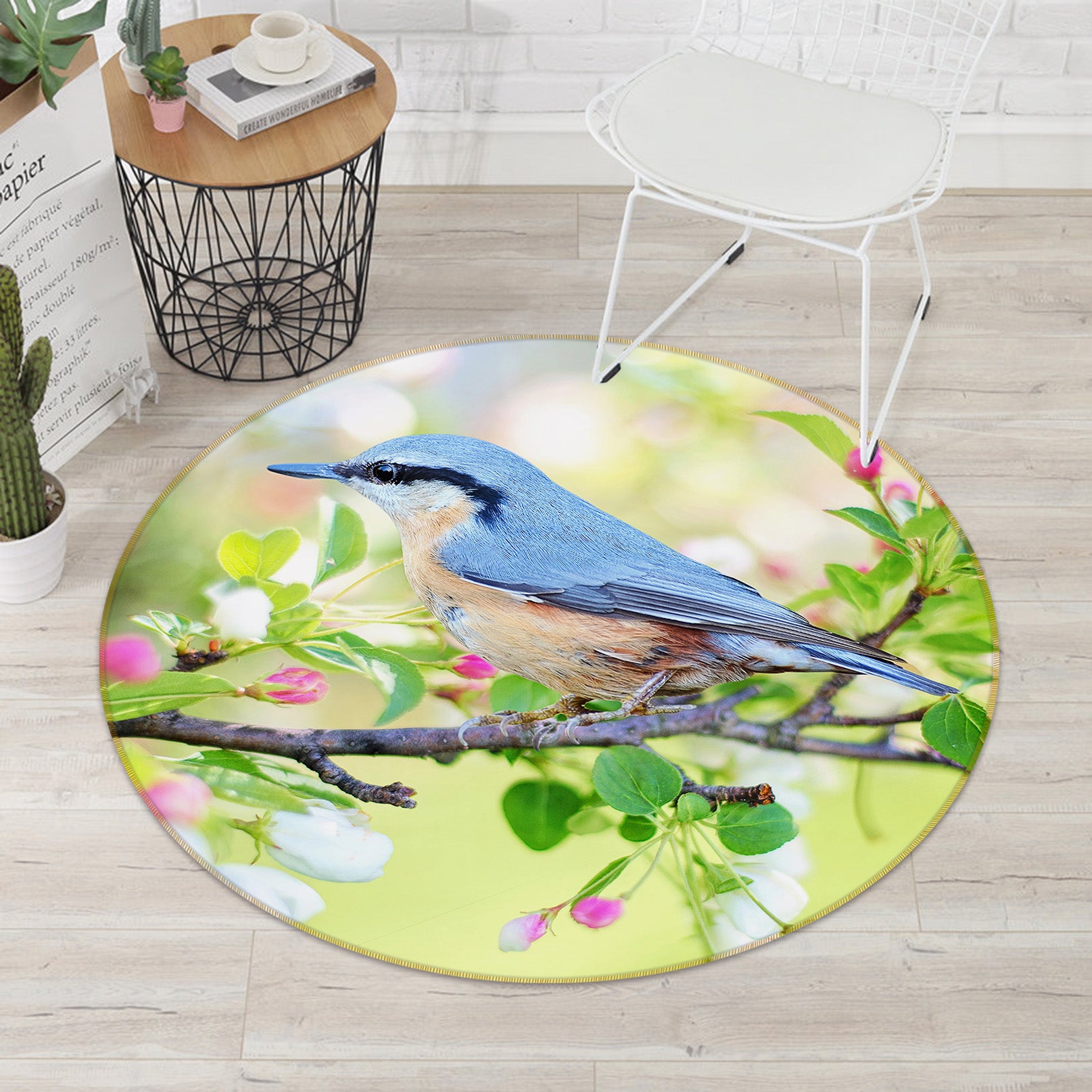 3D Sparrow 37227 Animal Round Non Slip Rug Mat